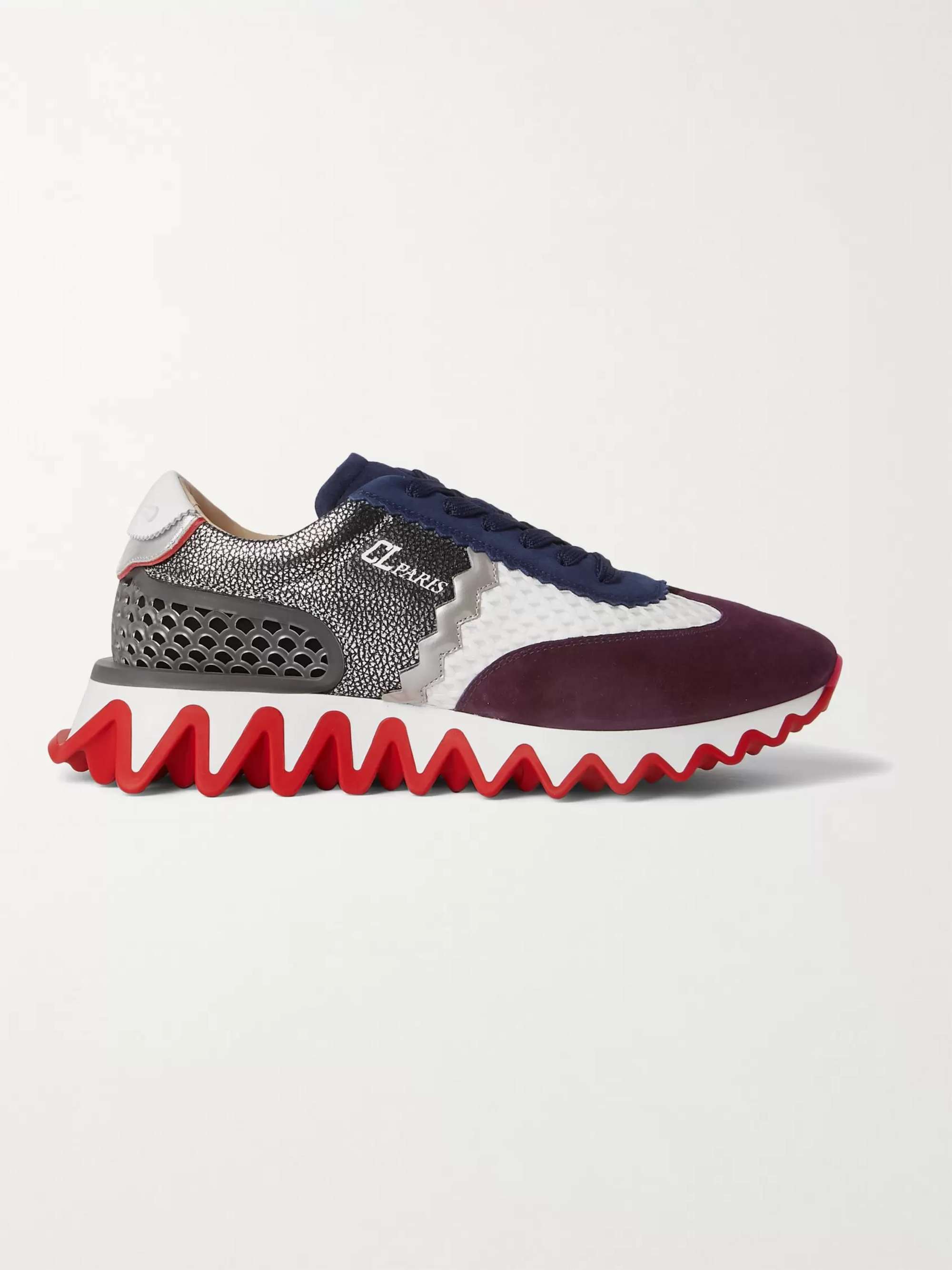 CHRISTIAN LOUBOUTIN Loubishark Suede, Mesh, Rubber and Textured-Leather  Sneakers for Men