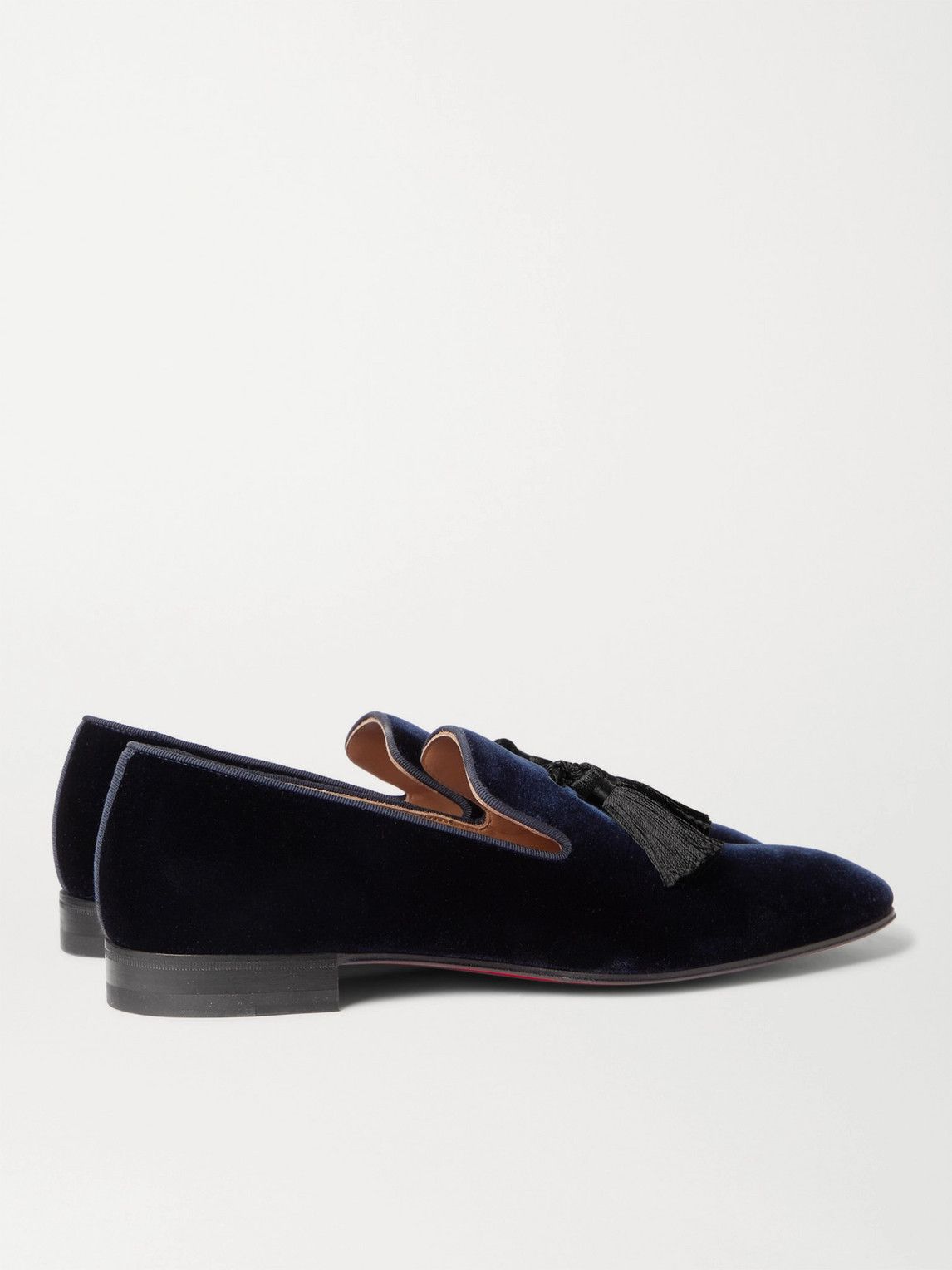 Shop Christian Louboutin Officialito Velvet Tasselled Loafers In Blue