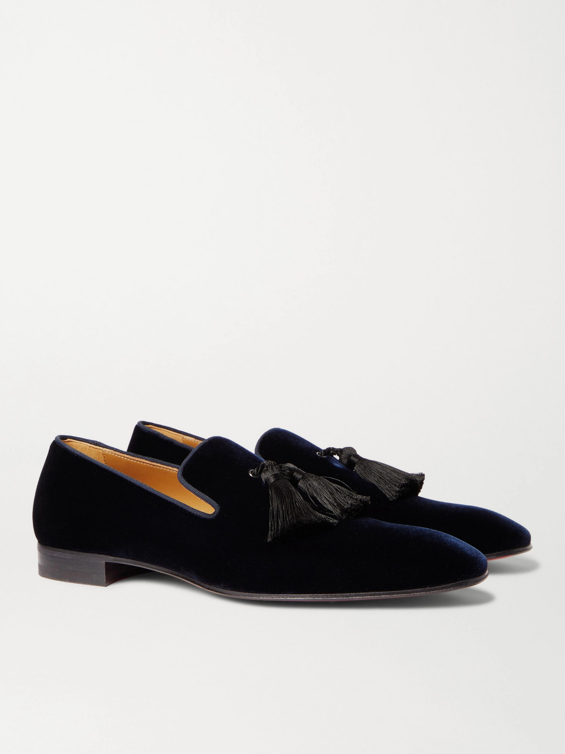 Shop Christian Louboutin Officialito Velvet Tasselled Loafers In Blue