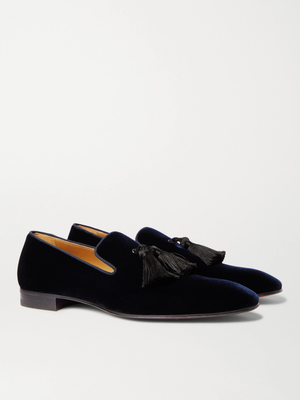 Christian Louboutin Officialito Velvet Tasselled Loafers In Blue
