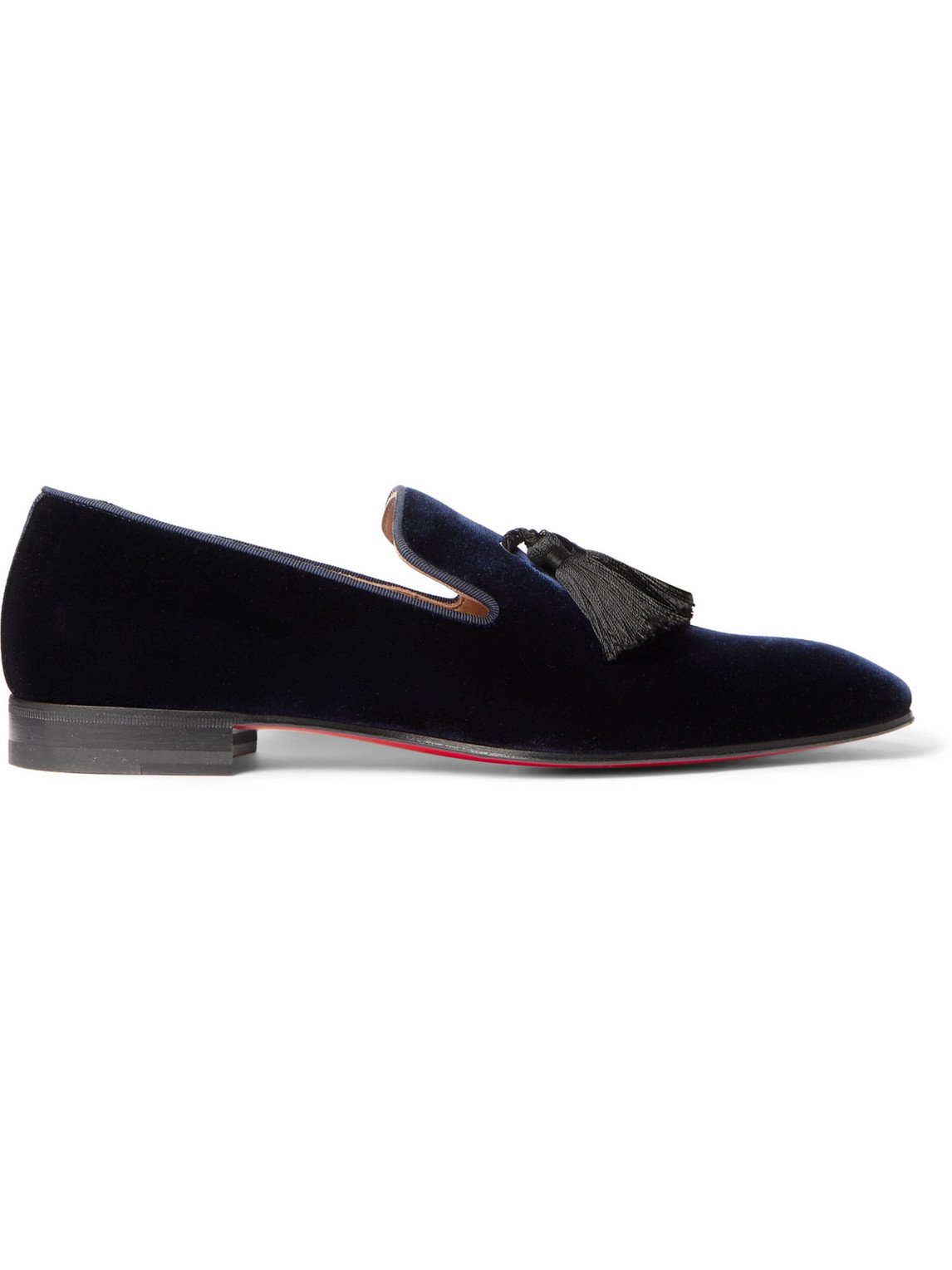 Shop Christian Louboutin Officialito Velvet Tasselled Loafers In Blue