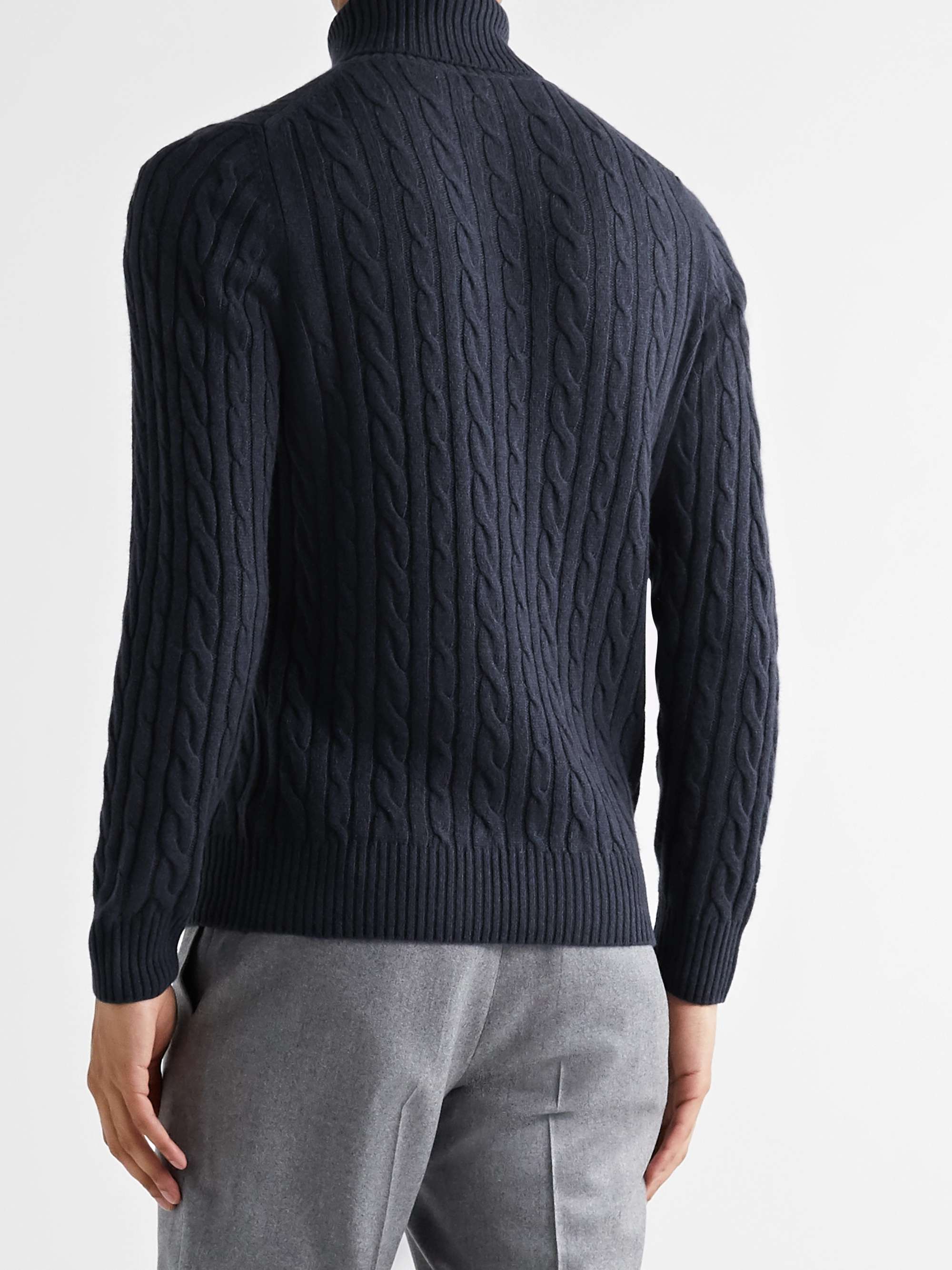 LORO PIANA Cable-Knit Baby Cashmere Rollneck Sweater