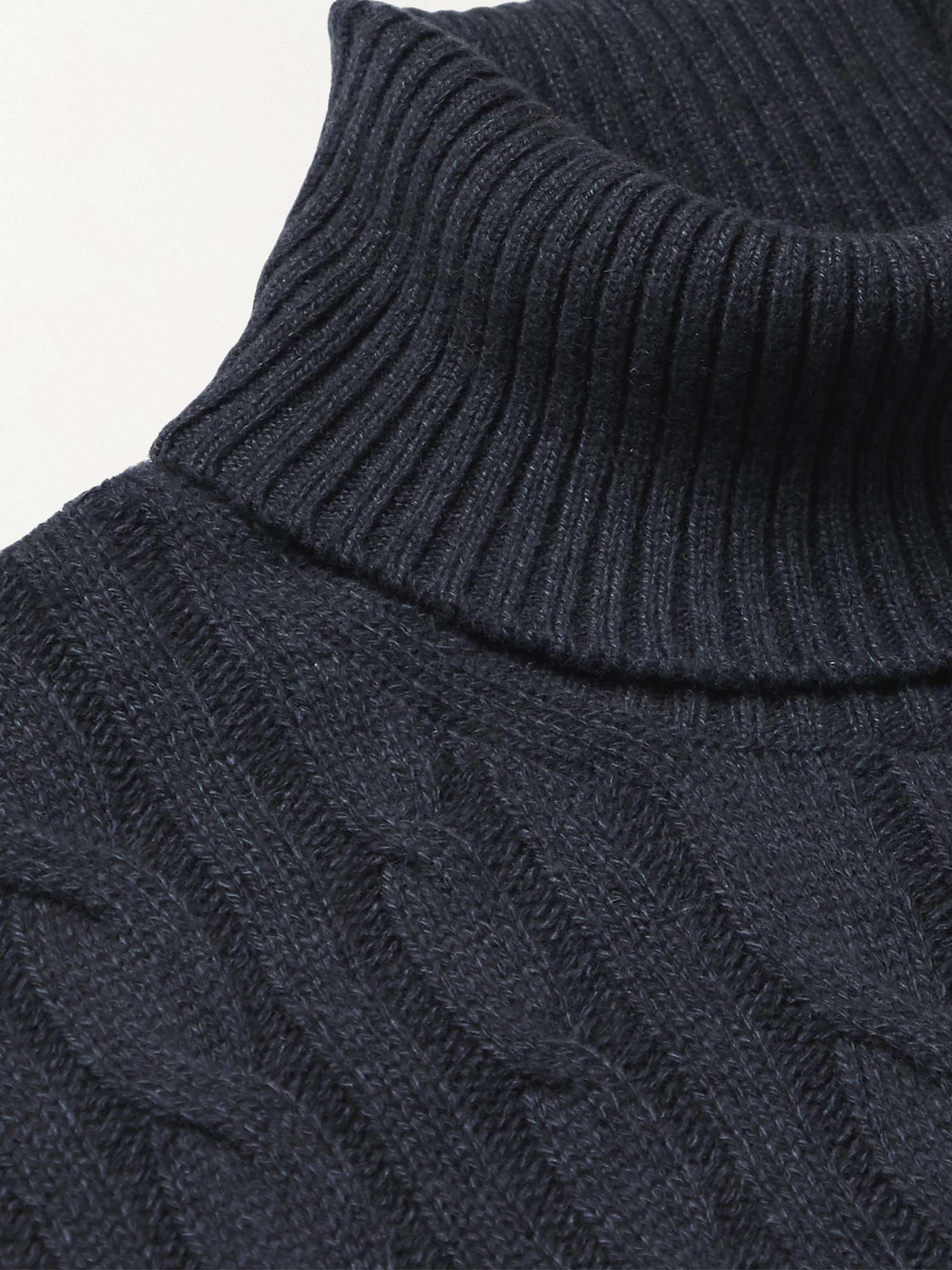 LORO PIANA Cable-Knit Baby Cashmere Rollneck Sweater