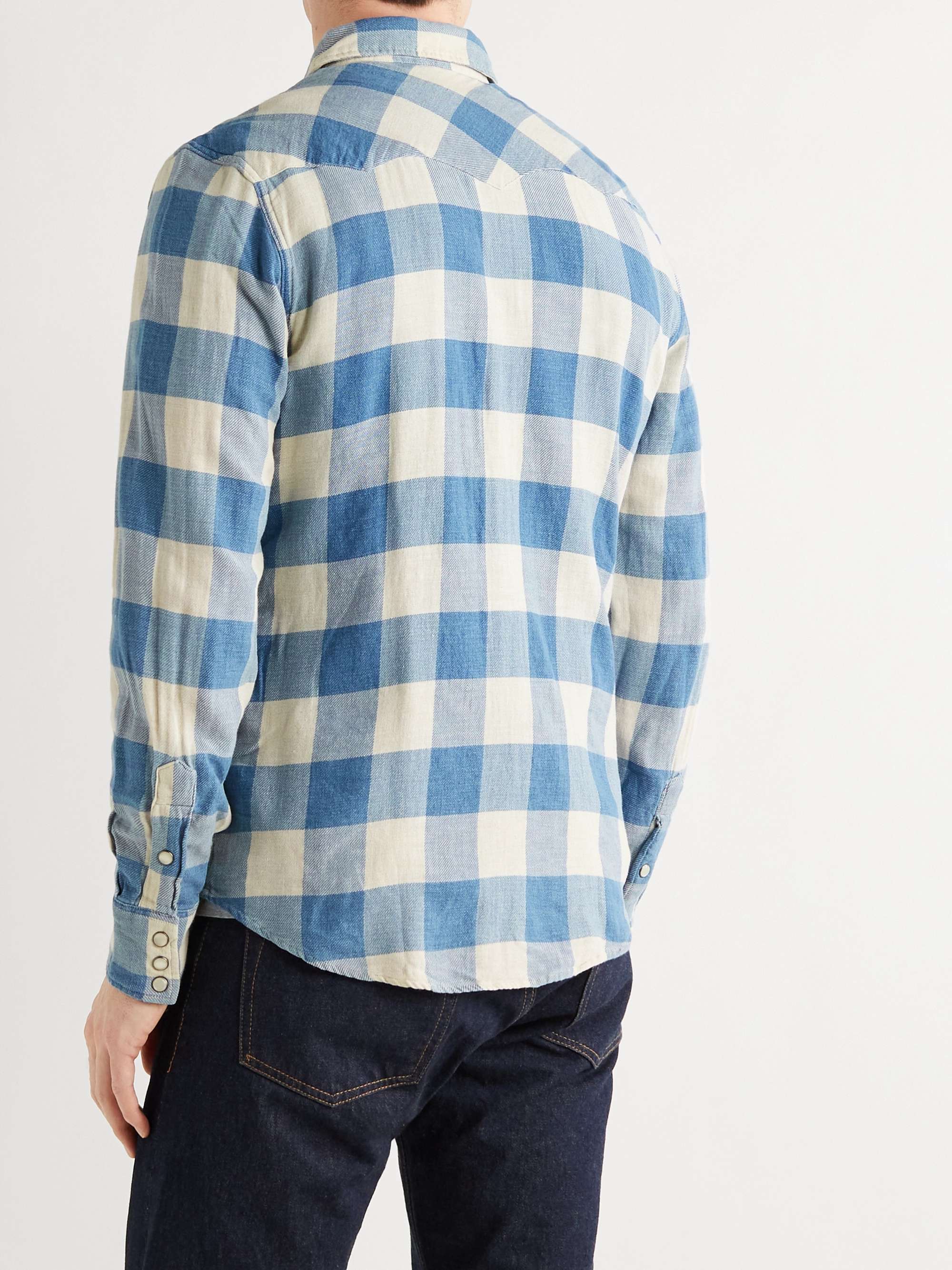 Buffalo-Checked Cotton and Linen-Blend Flannel Shirt