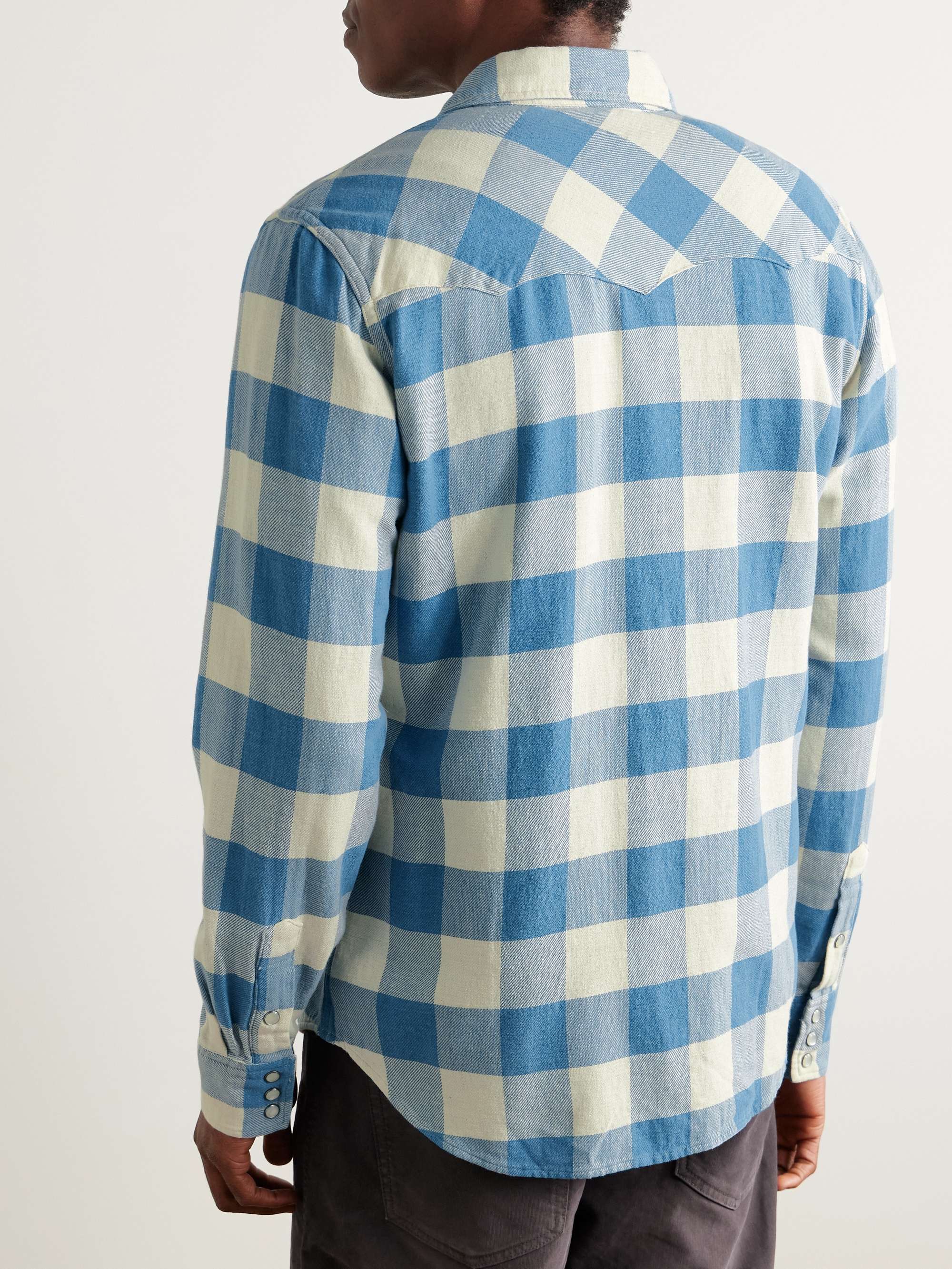 Buffalo-Checked Cotton and Linen-Blend Flannel Shirt