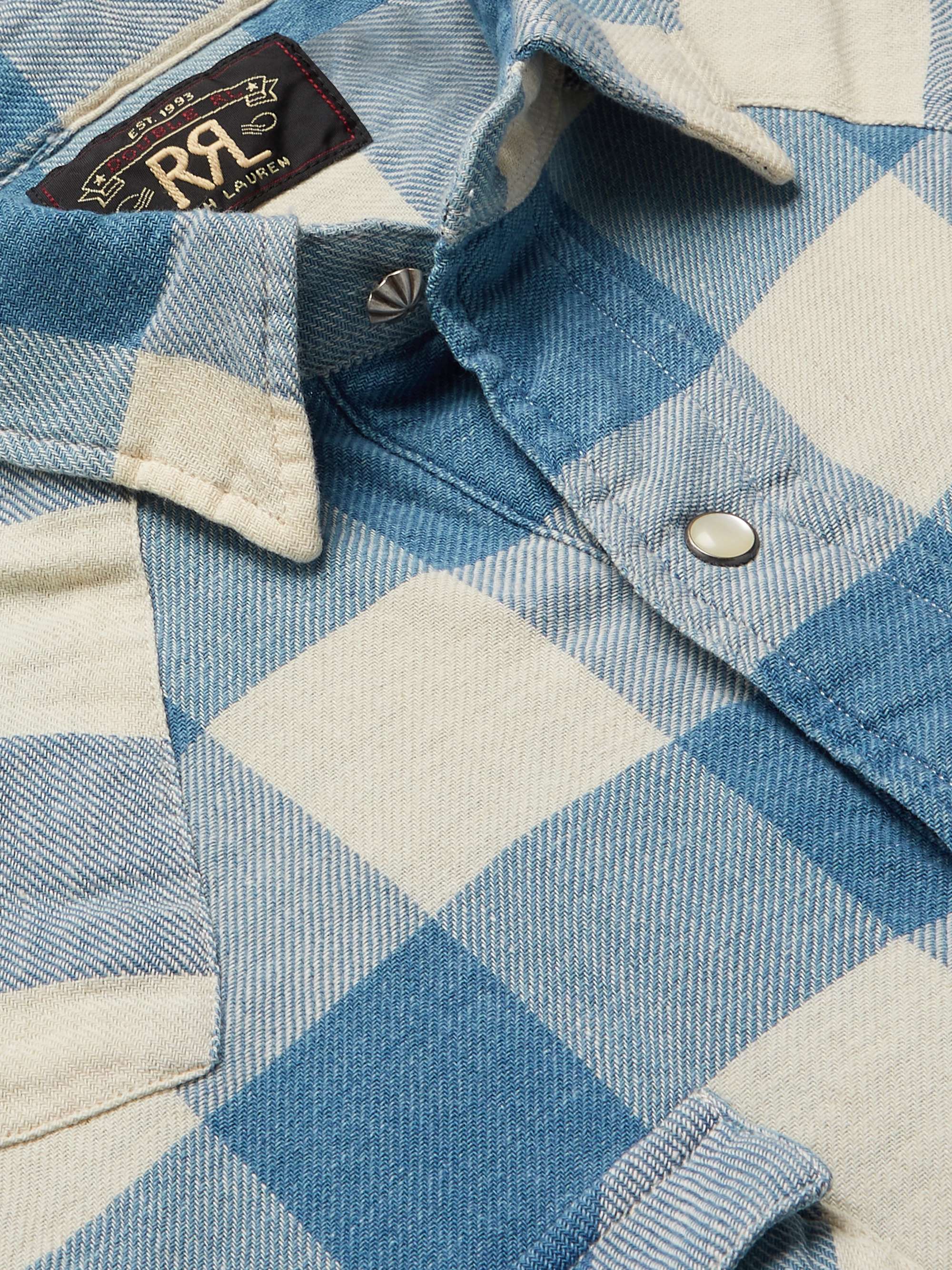RRL Buffalo-Checked Cotton and Linen-Blend Flannel Shirt