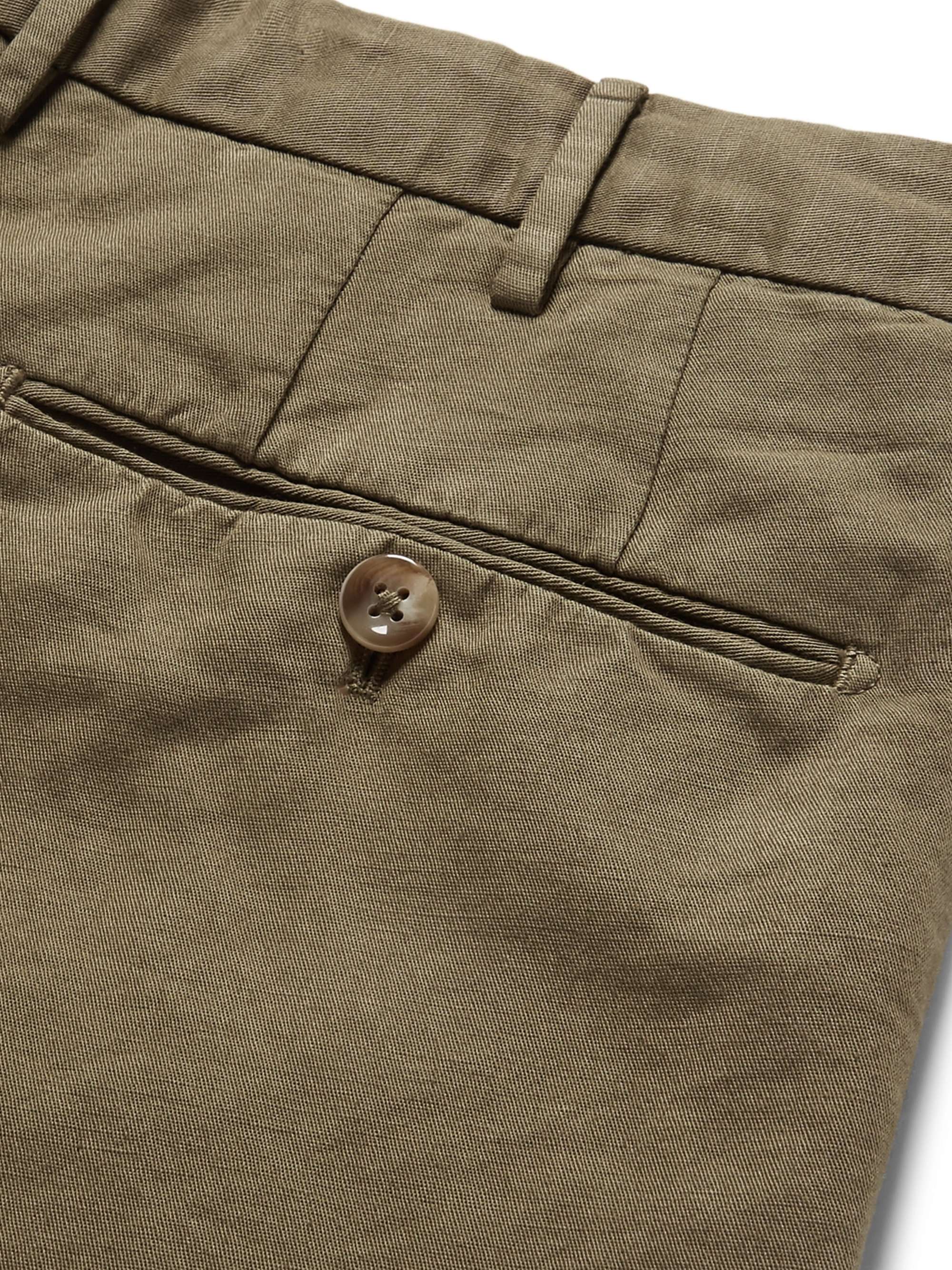 INCOTEX Slim-Fit Linen and Cotton-Blend Shorts