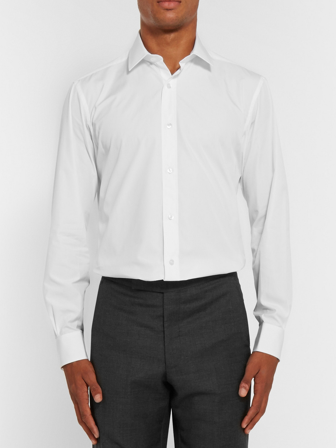 Shop Charvet White Slim-fit Cotton Shirt