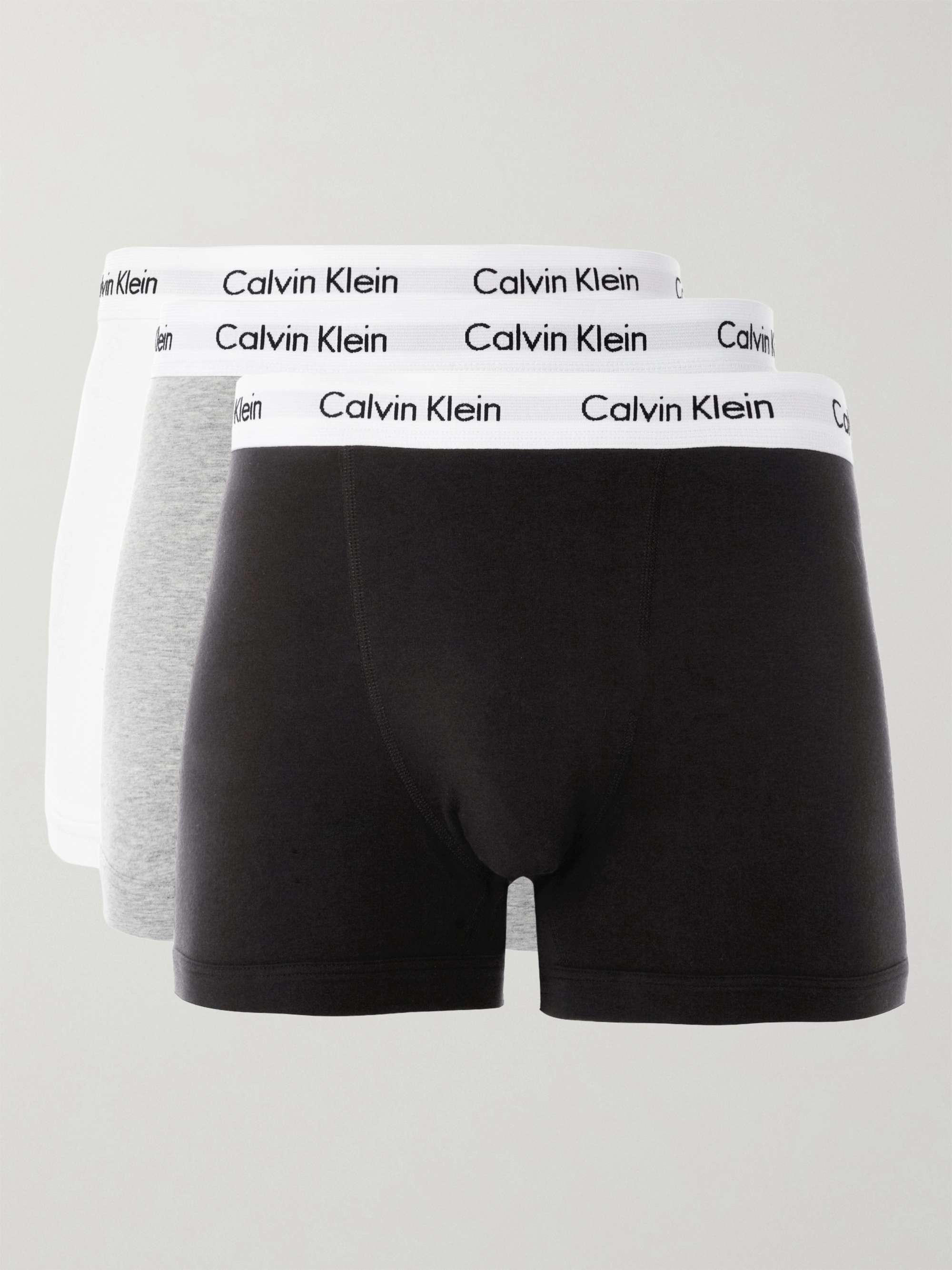 CALVIN KLEIN UNDERWEAR Three-Pack Stretch-Cotton Trunks for Men