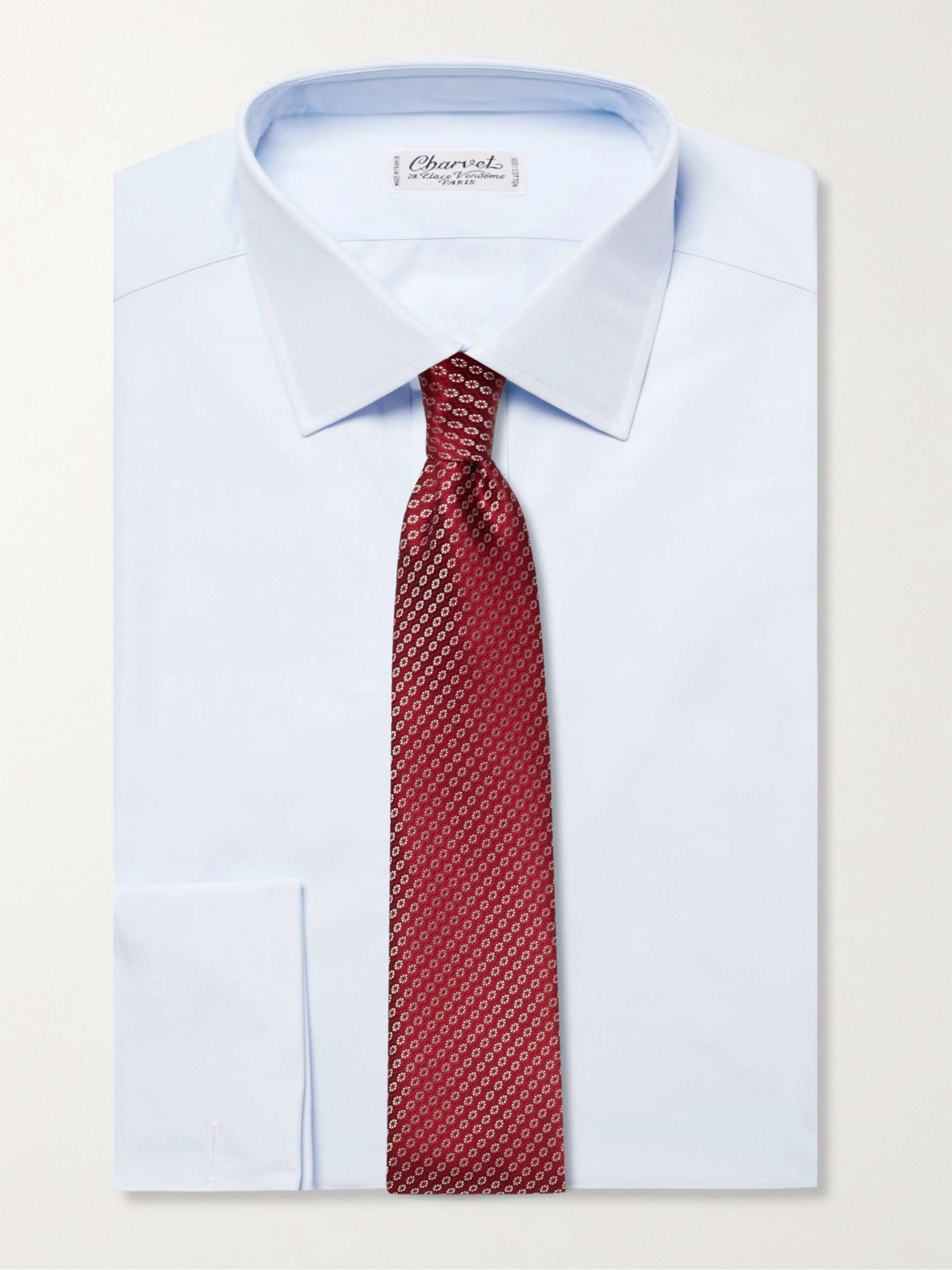 CHARVET Blue Slim-Fit Double Cuff Cotton-Poplin Shirt