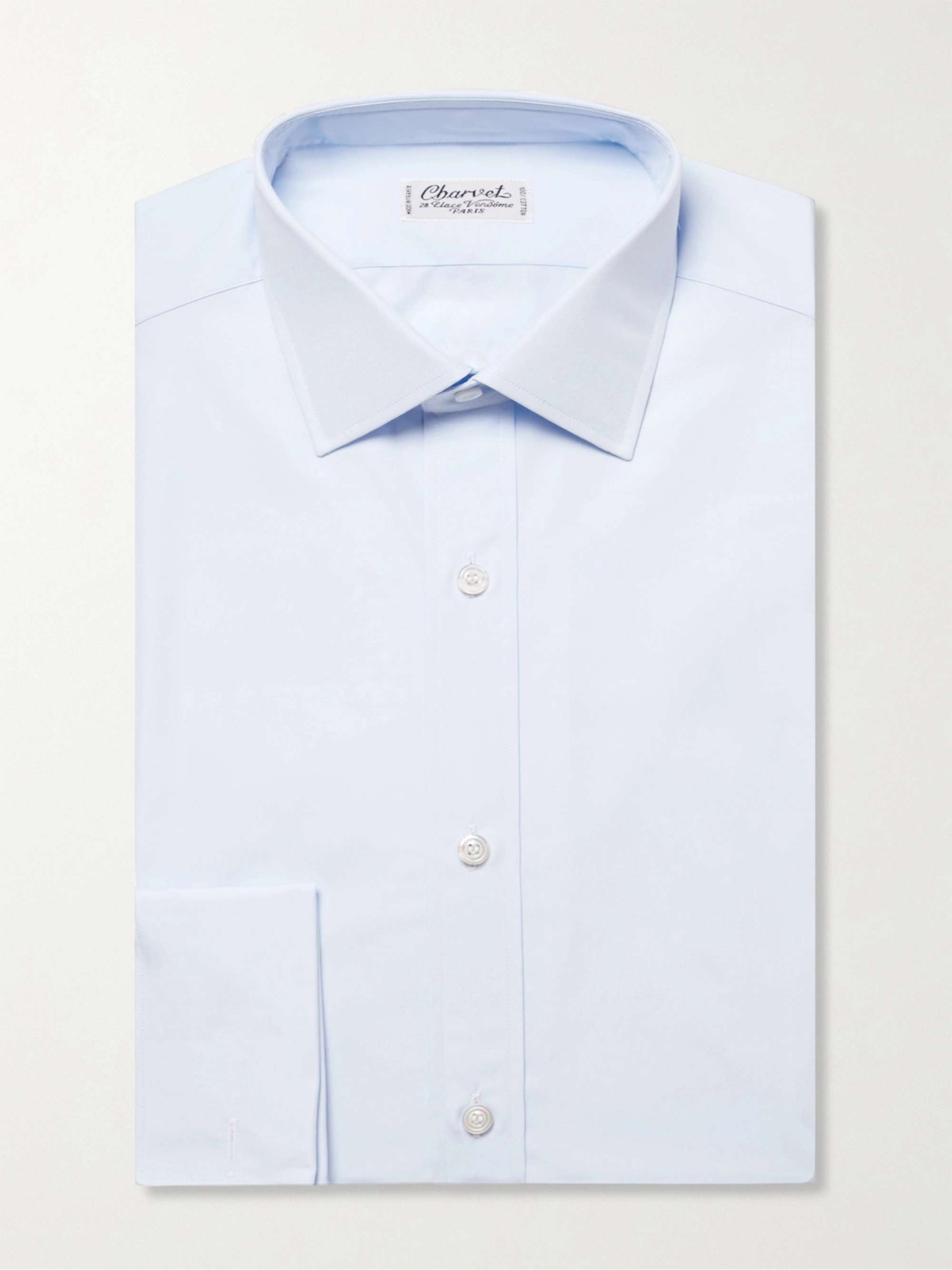 Cotton Poplin Slim Fit Shirt in Pale Blue - Men | Burberry® Official