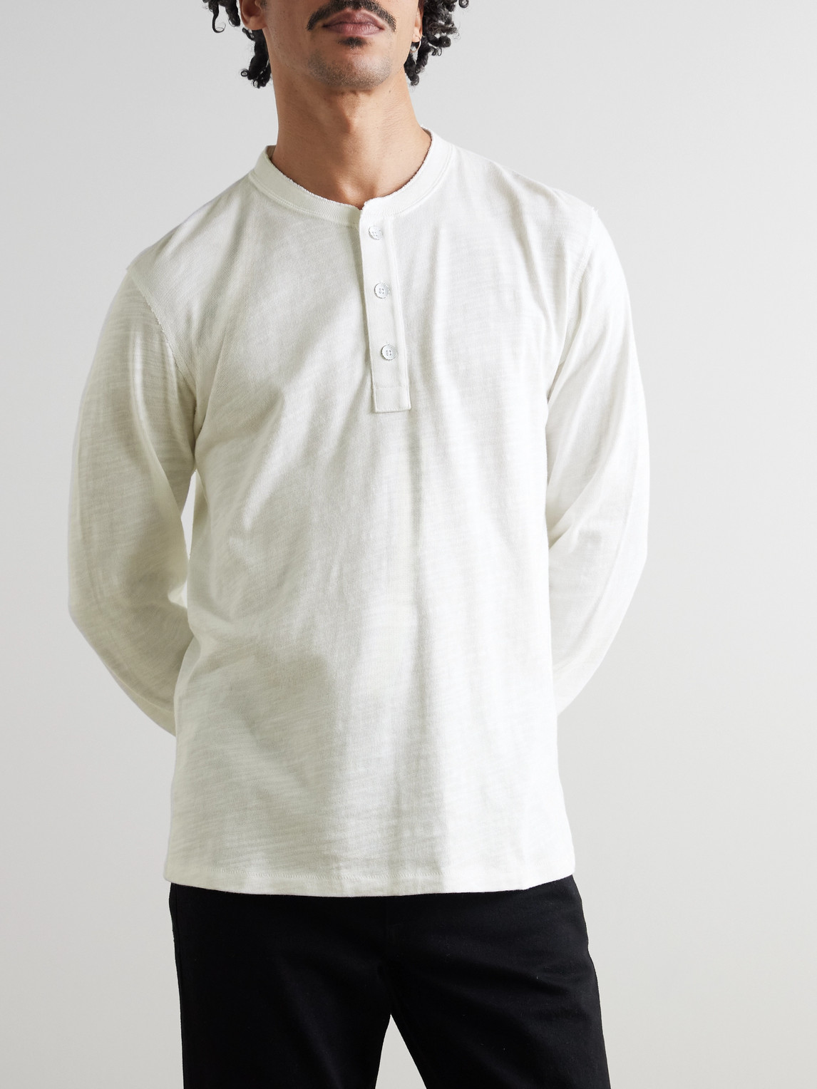 Rag & Bone Classic Slubbed Cotton-jersey Henley T-shirt In Neutrals