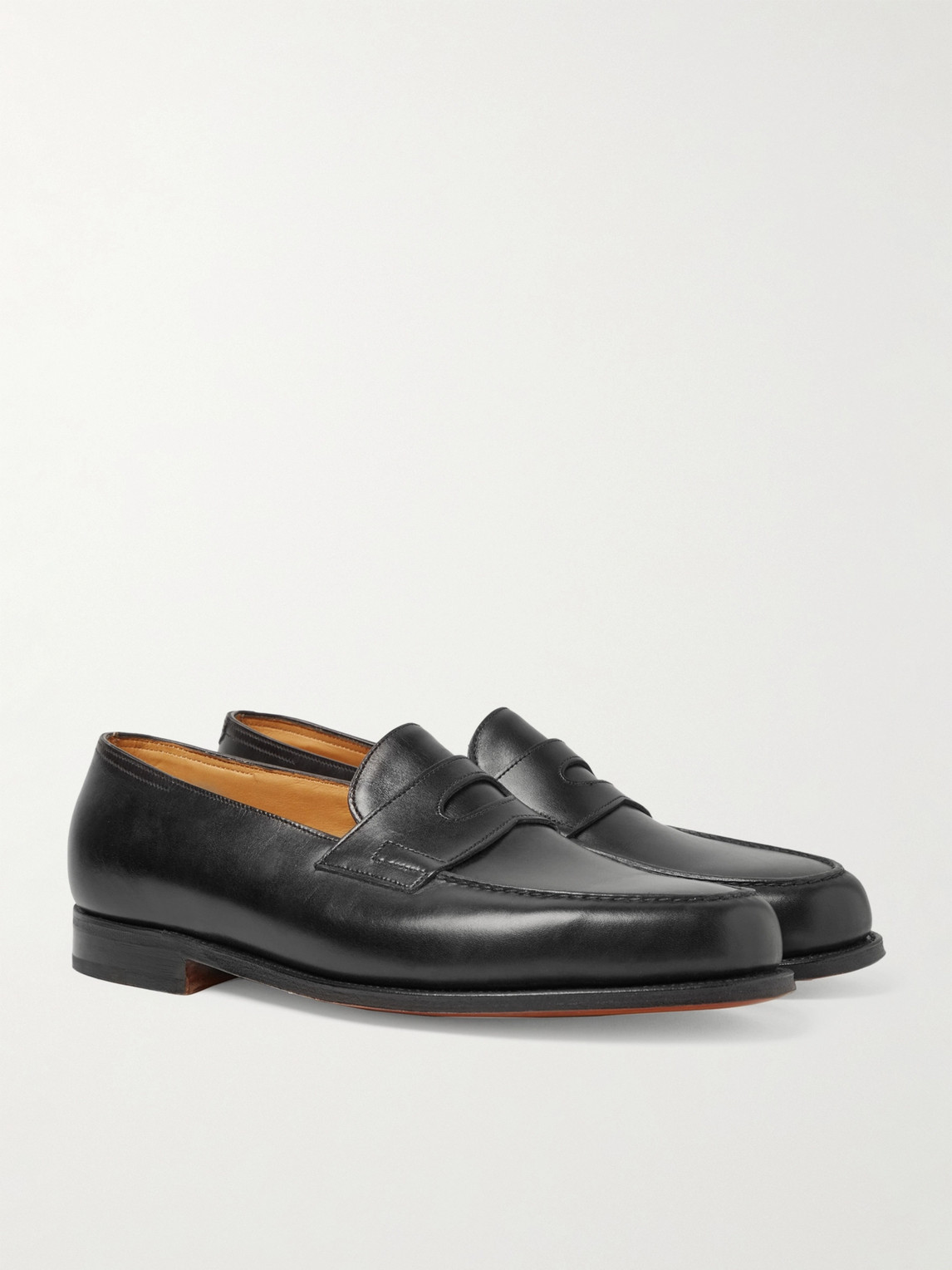 Shop John Lobb Lopez Leather Penny Loafers In Black