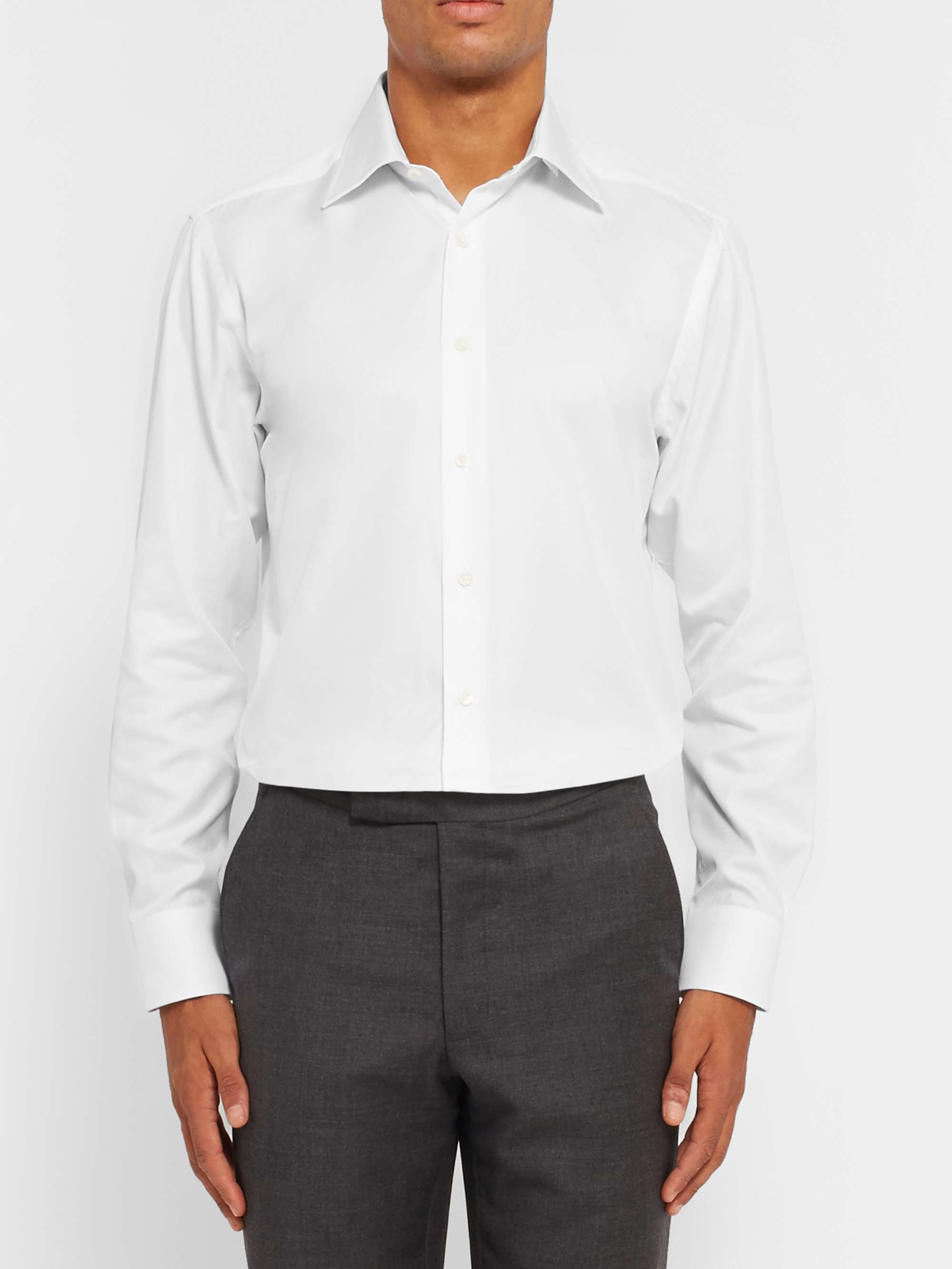 CANALI White Slim-Fit Cotton-Twill Shirt