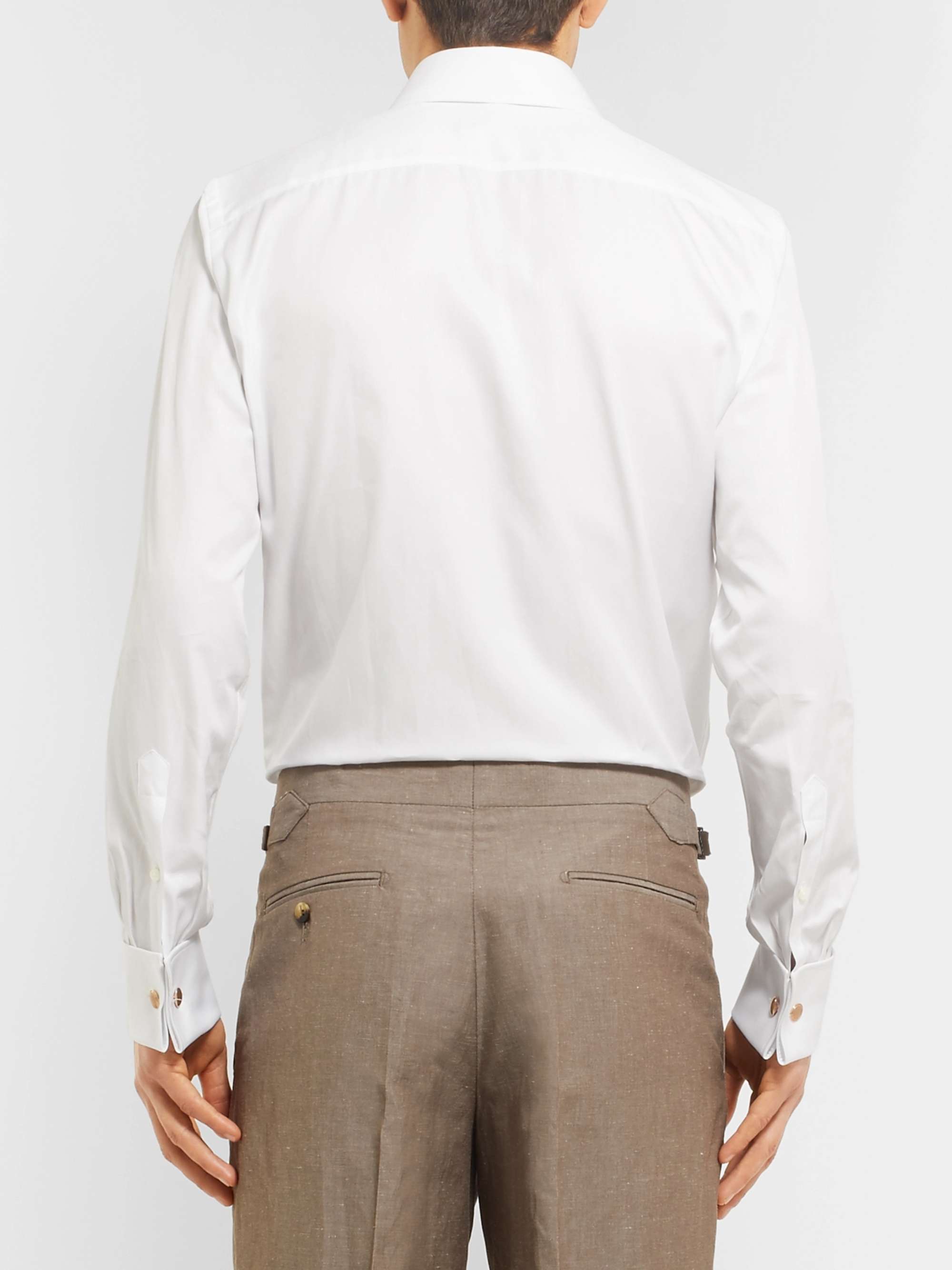CANALI White Slim-Fit Double-Cuff Cotton-Twill Shirt