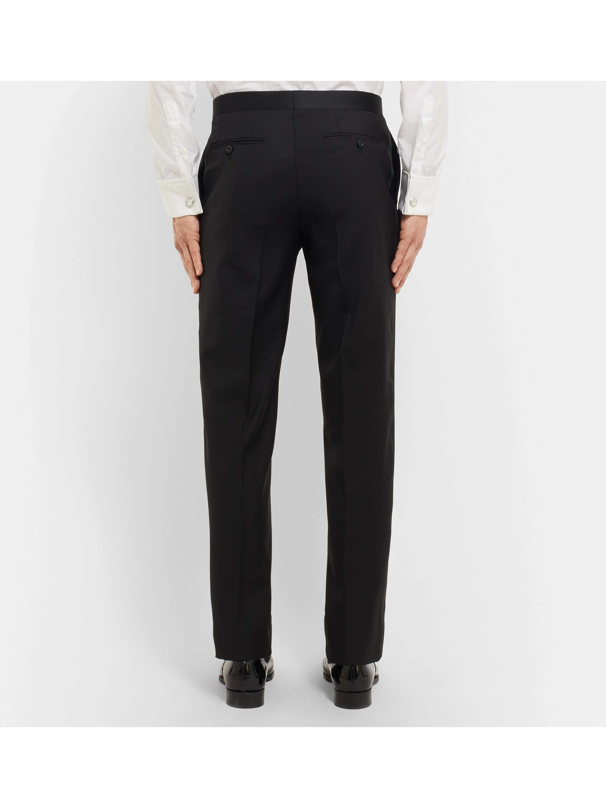 CANALI Black Slim-Fit Satin-Trimmed Wool Tuxedo