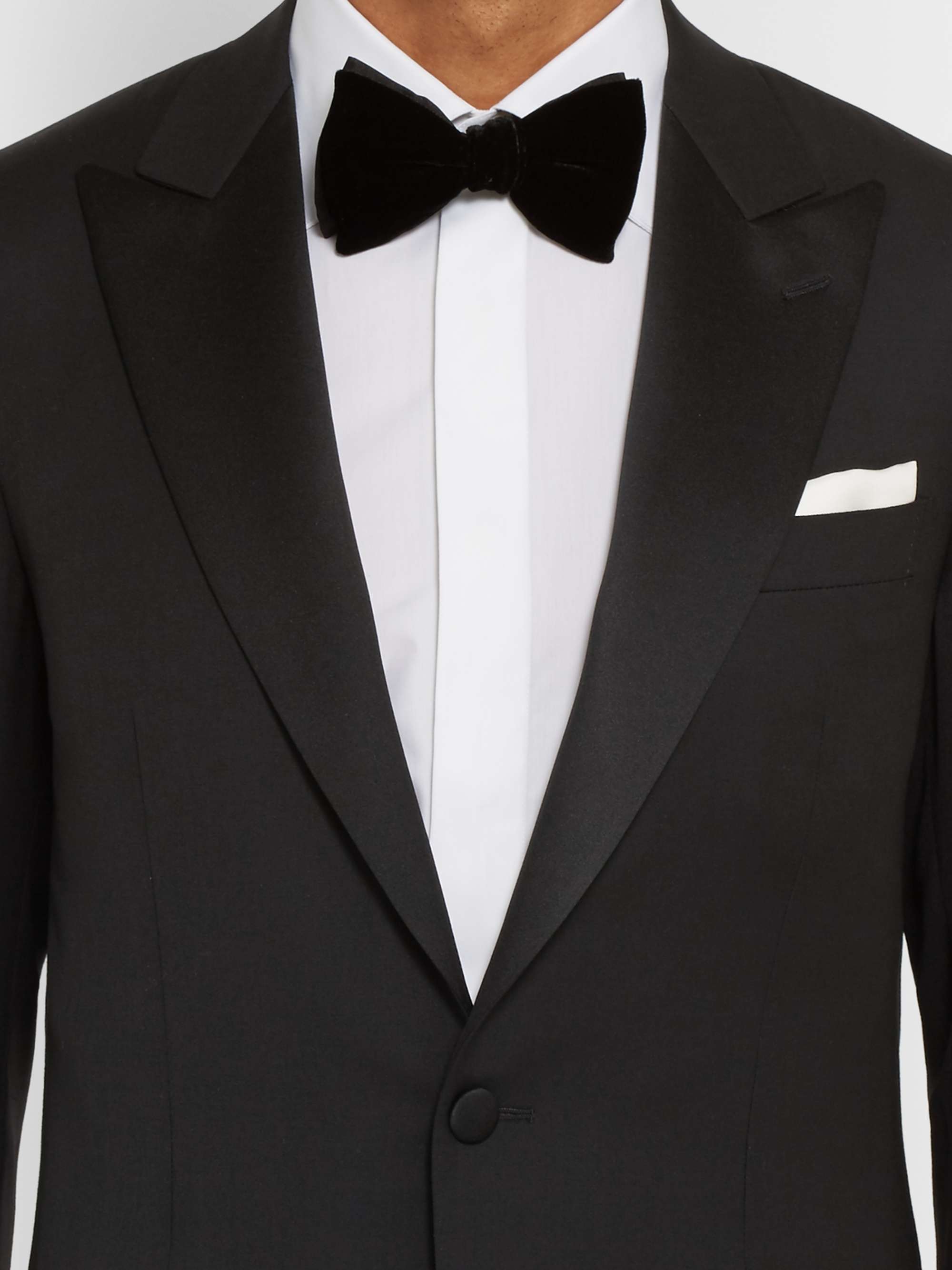 CANALI Black Slim-Fit Satin-Trimmed Wool Tuxedo