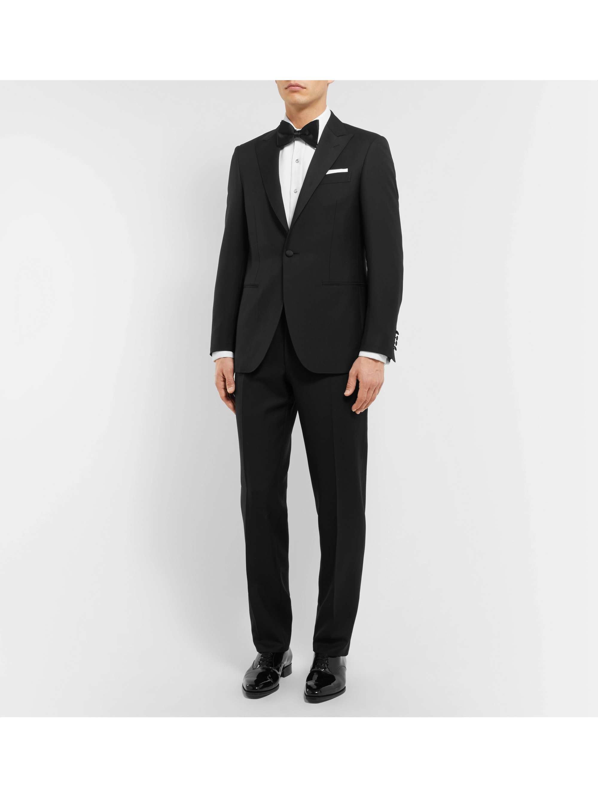CANALI Black Slim-Fit Satin-Trimmed Wool Tuxedo