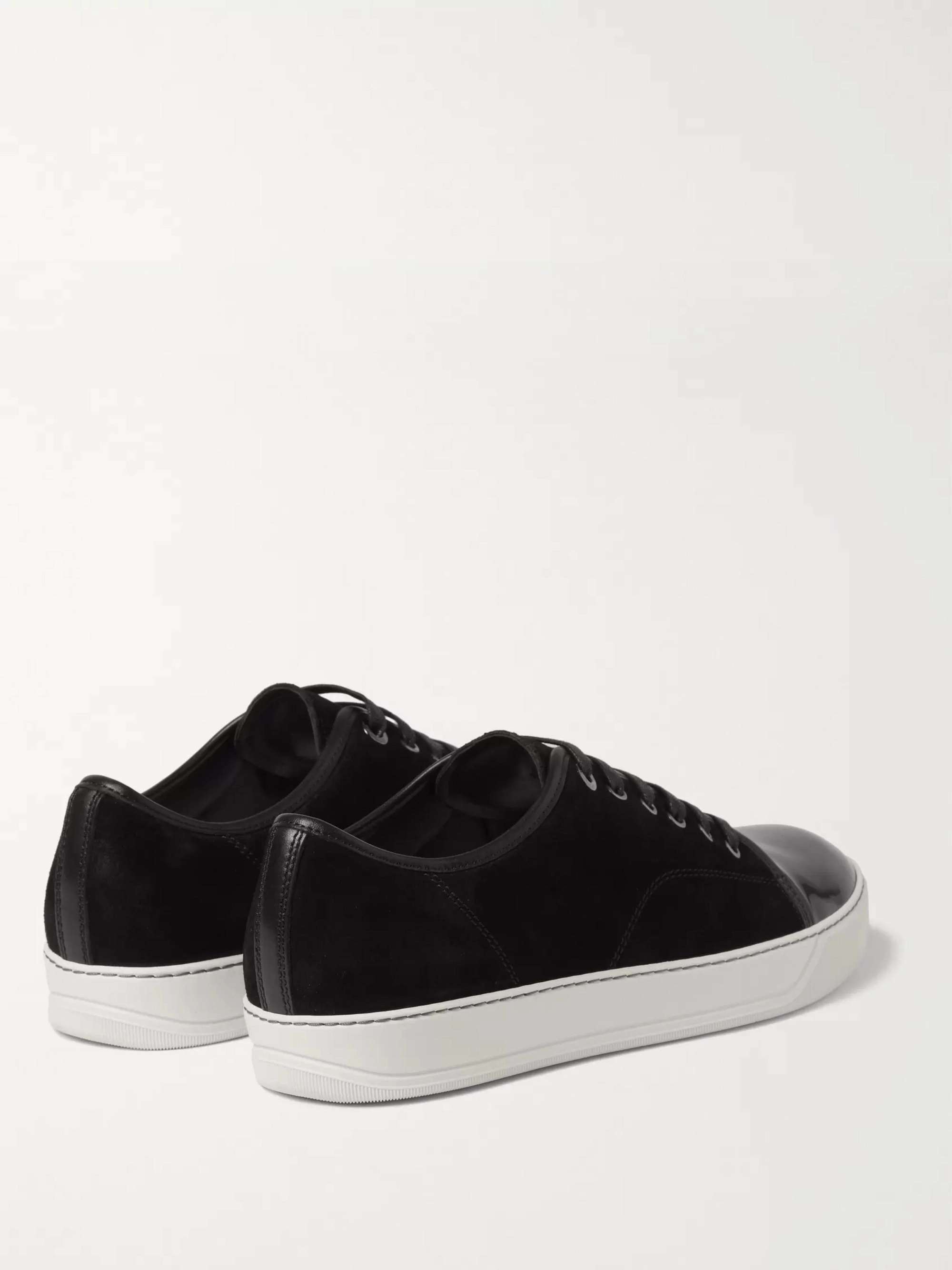 LANVIN Cap-Toe Suede and Patent-Leather Sneakers