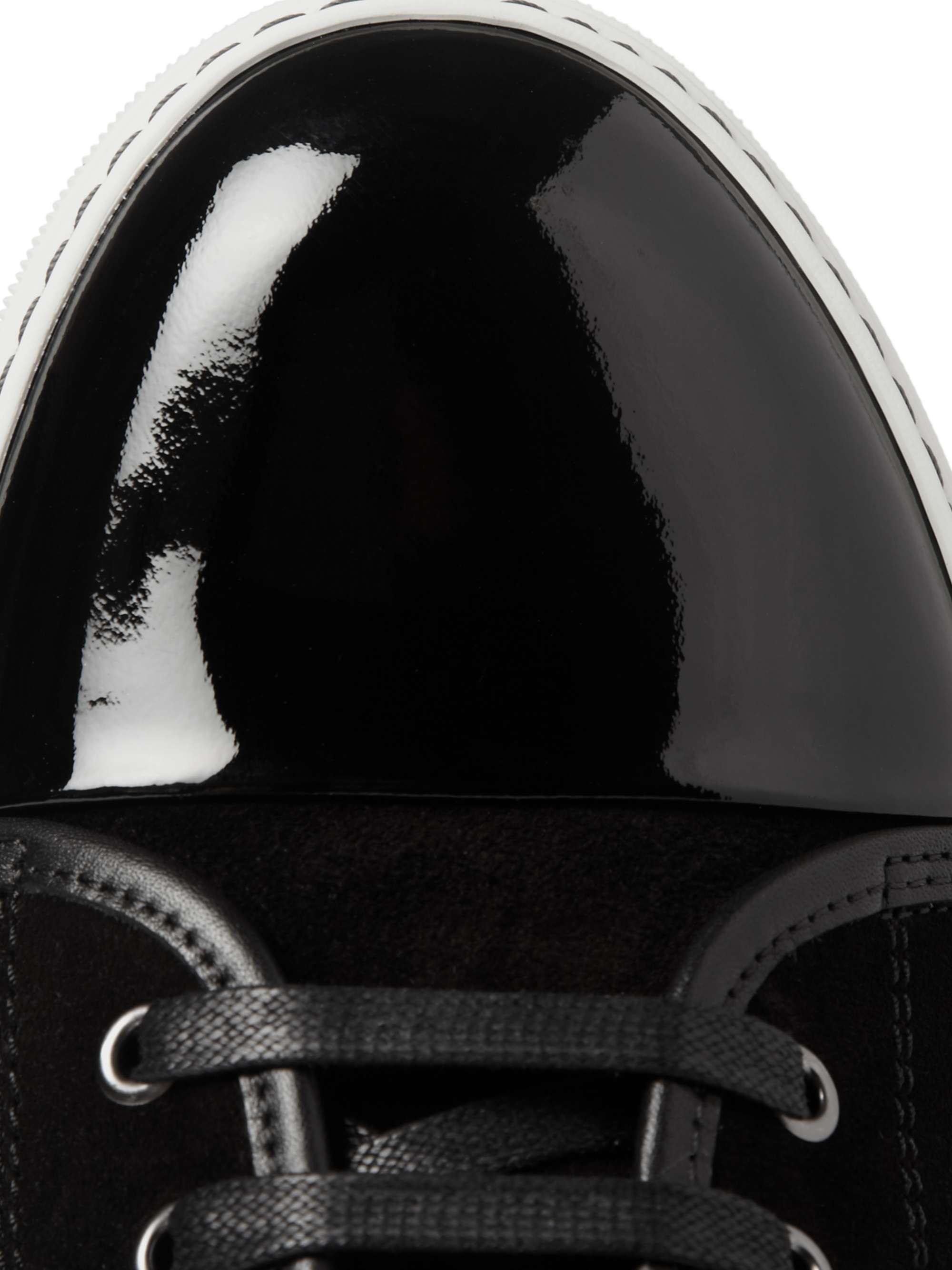 LANVIN Cap-Toe Suede and Patent-Leather Sneakers
