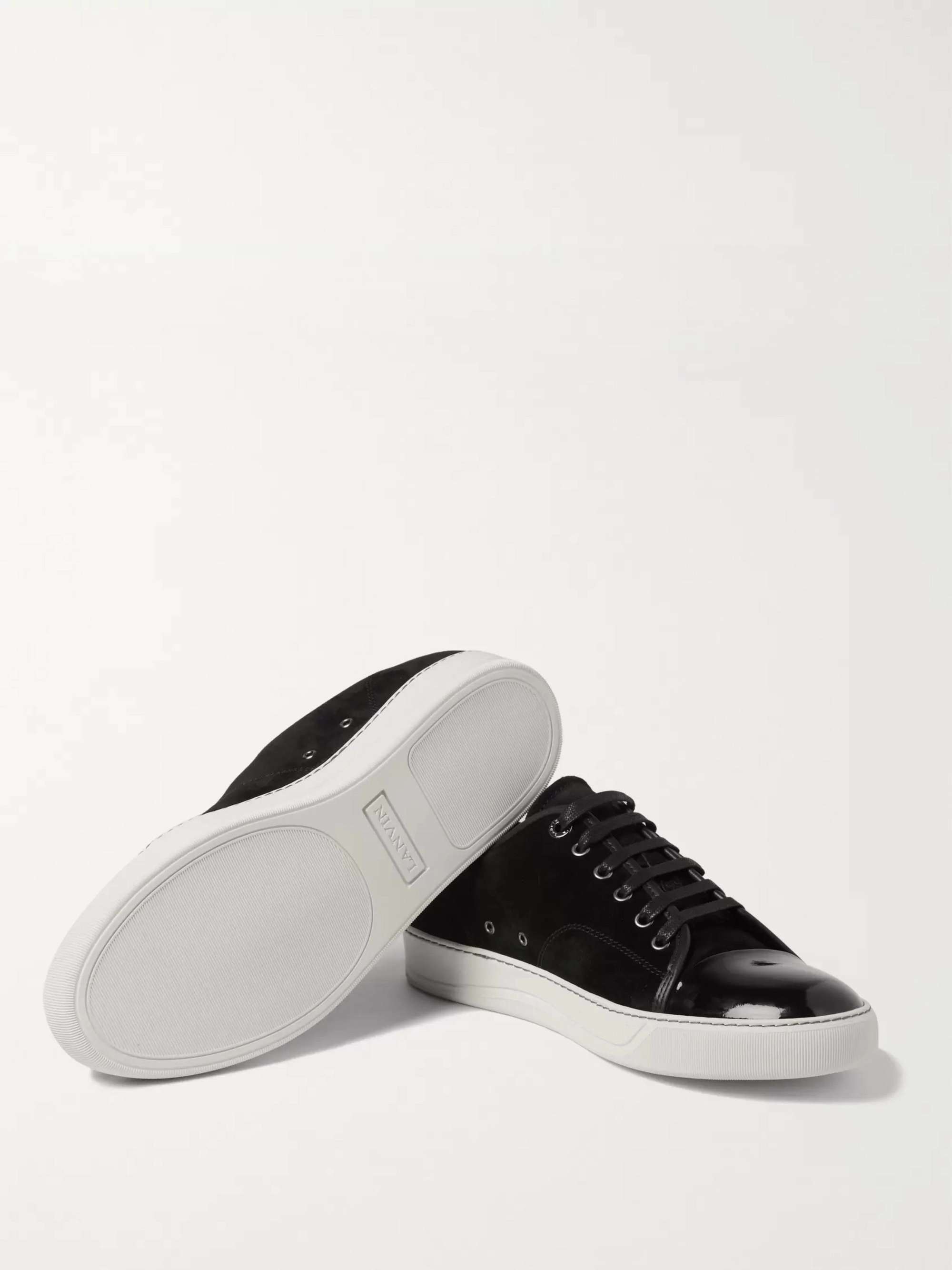 LANVIN Cap-Toe Suede and Patent-Leather Sneakers
