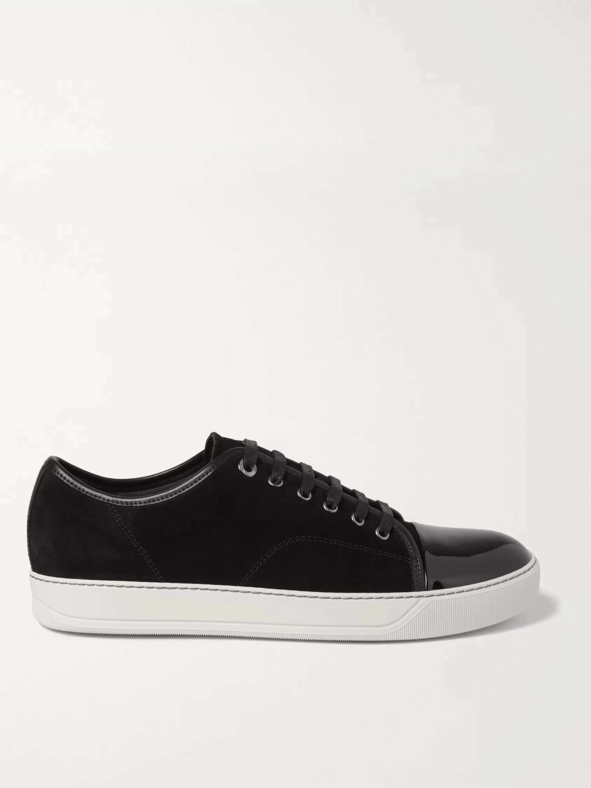 LANVIN Cap-Toe Suede and Patent-Leather Sneakers for Men | MR PORTER