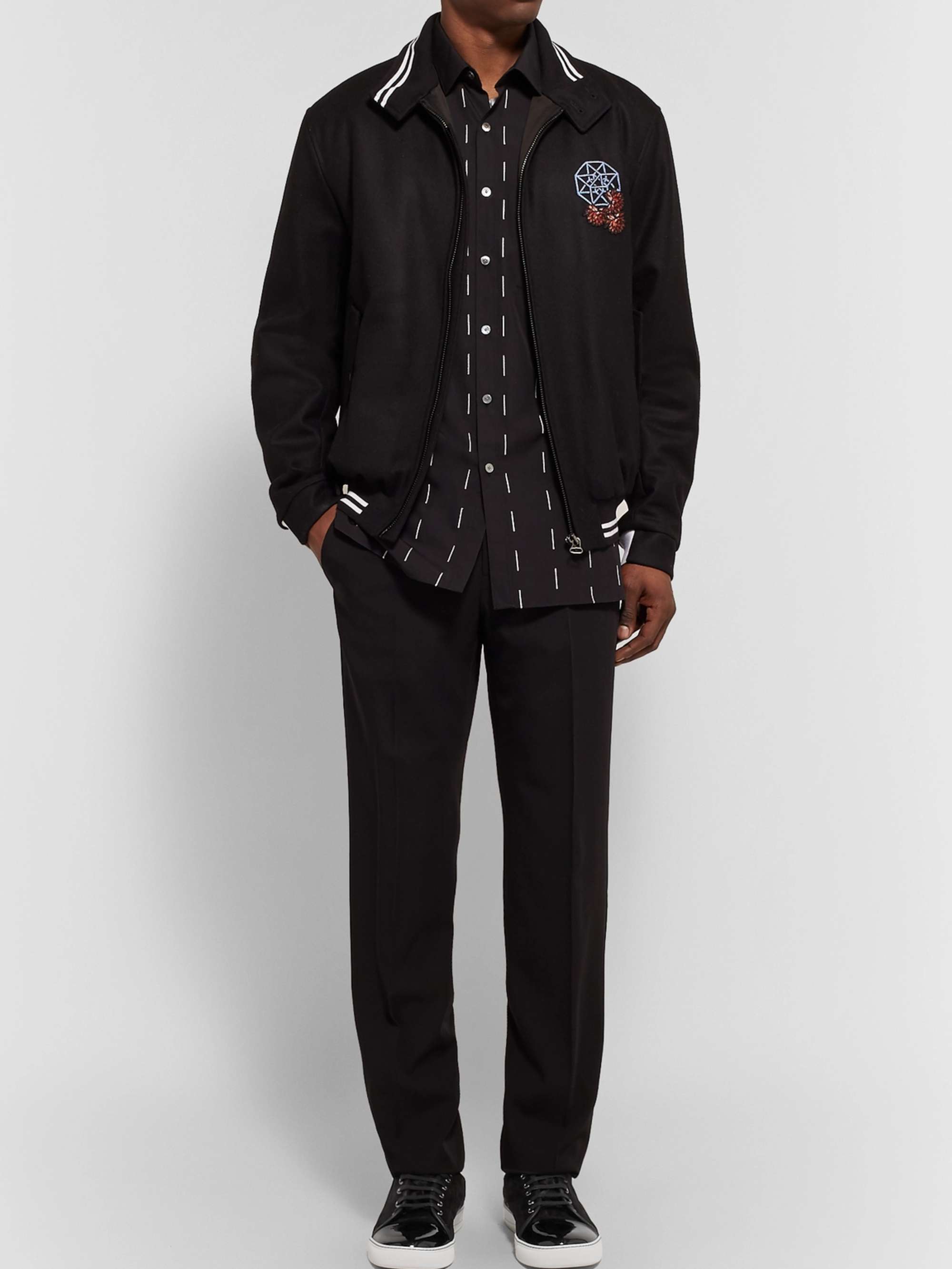 LANVIN Cap-Toe Suede and Patent-Leather Sneakers