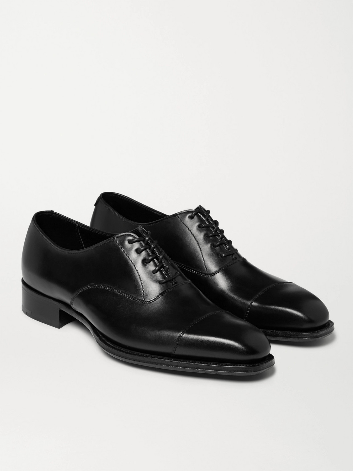 Shop Kingsman George Cleverley Leather Oxford Shoes In Black