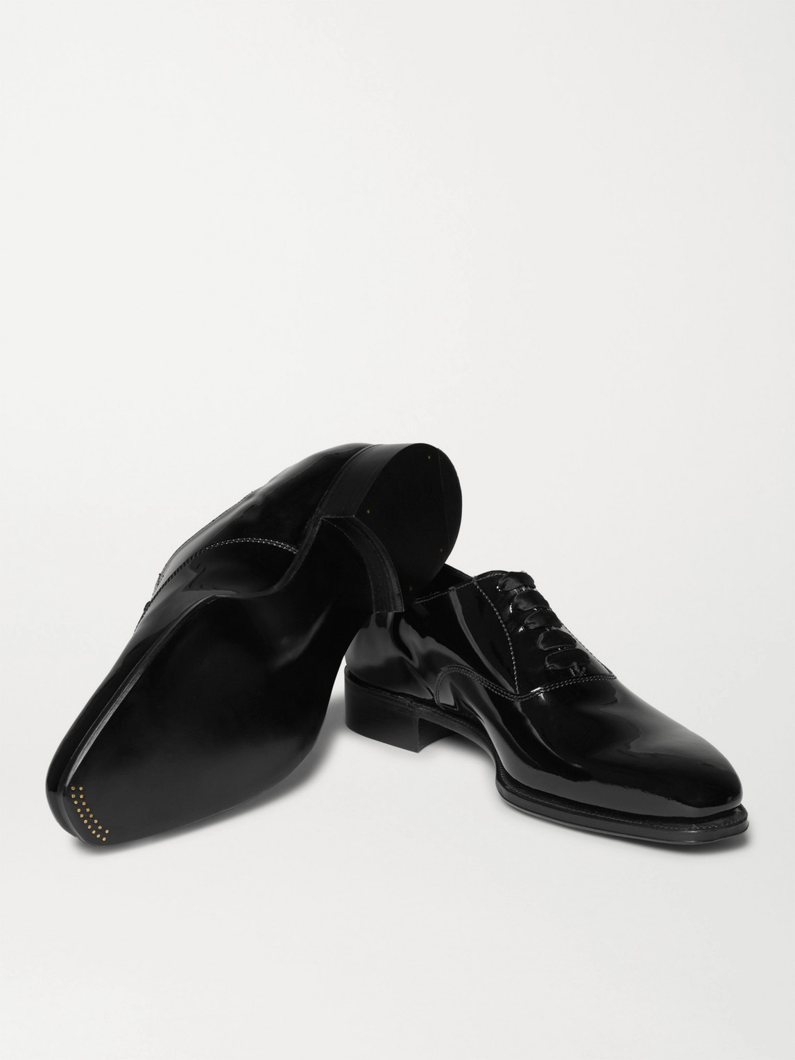 Shop Kingsman George Cleverley Patent-leather Oxford Shoes In Black