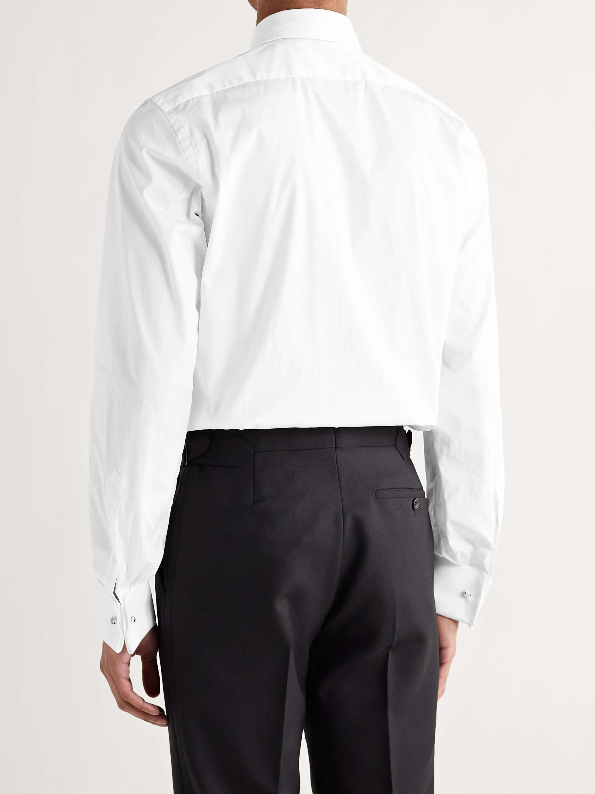 TOM FORD White Slim-Fit Bib-Front Double-Cuff Cotton Tuxedo Shirt