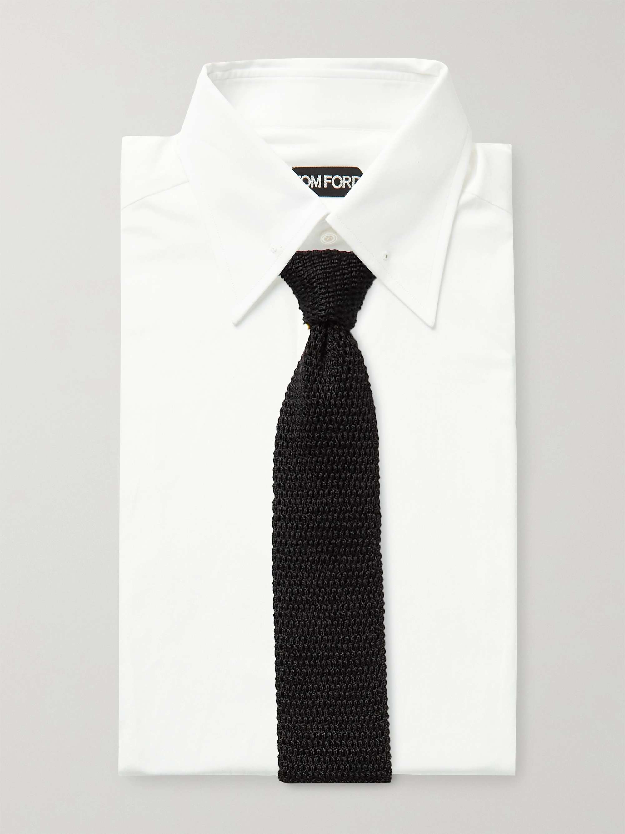 TOM FORD White Slim-Fit Pinned-Collar Double-Cuff Cotton-Poplin Shirt