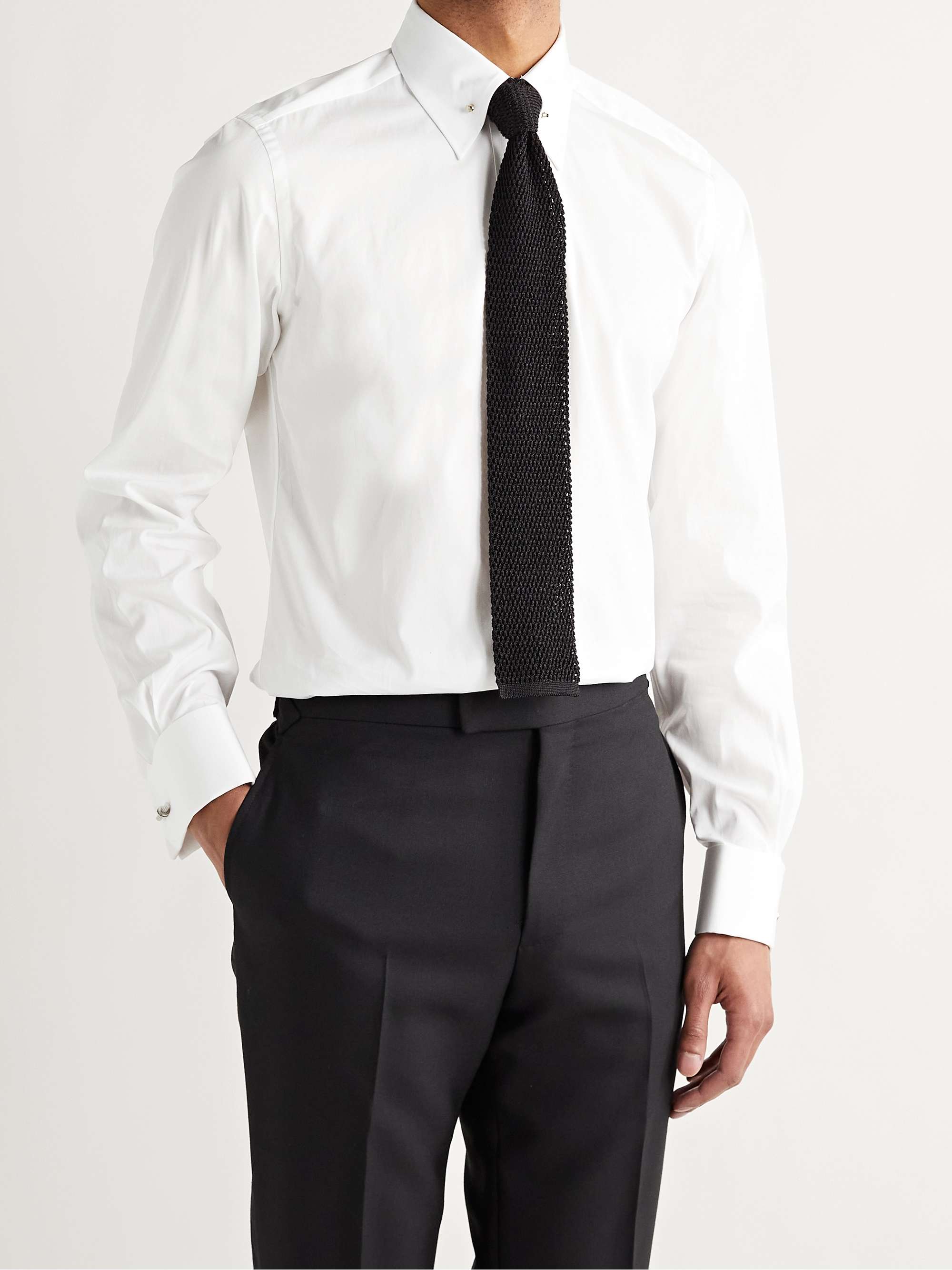 TOM FORD White Slim-Fit Pinned-Collar Double-Cuff Cotton-Poplin Shirt | MR  PORTER