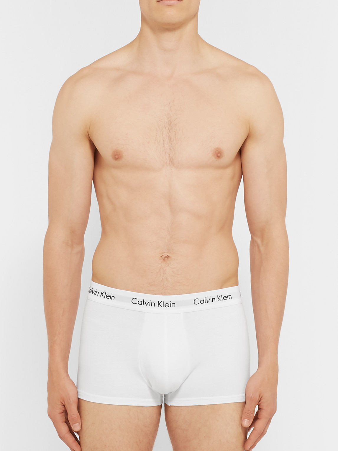 Shop Calvin Klein Underwear Three-pack Low-rise Stretch-cotton Boxer Briefs In White