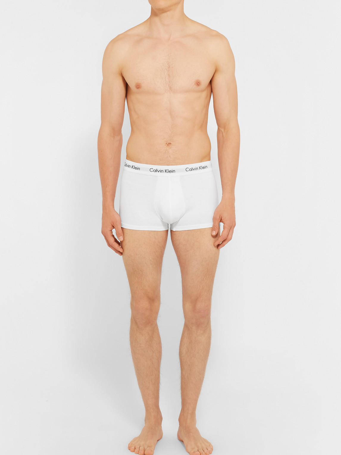 Shop Calvin Klein Underwear Three-pack Low-rise Stretch-cotton Boxer Briefs In White