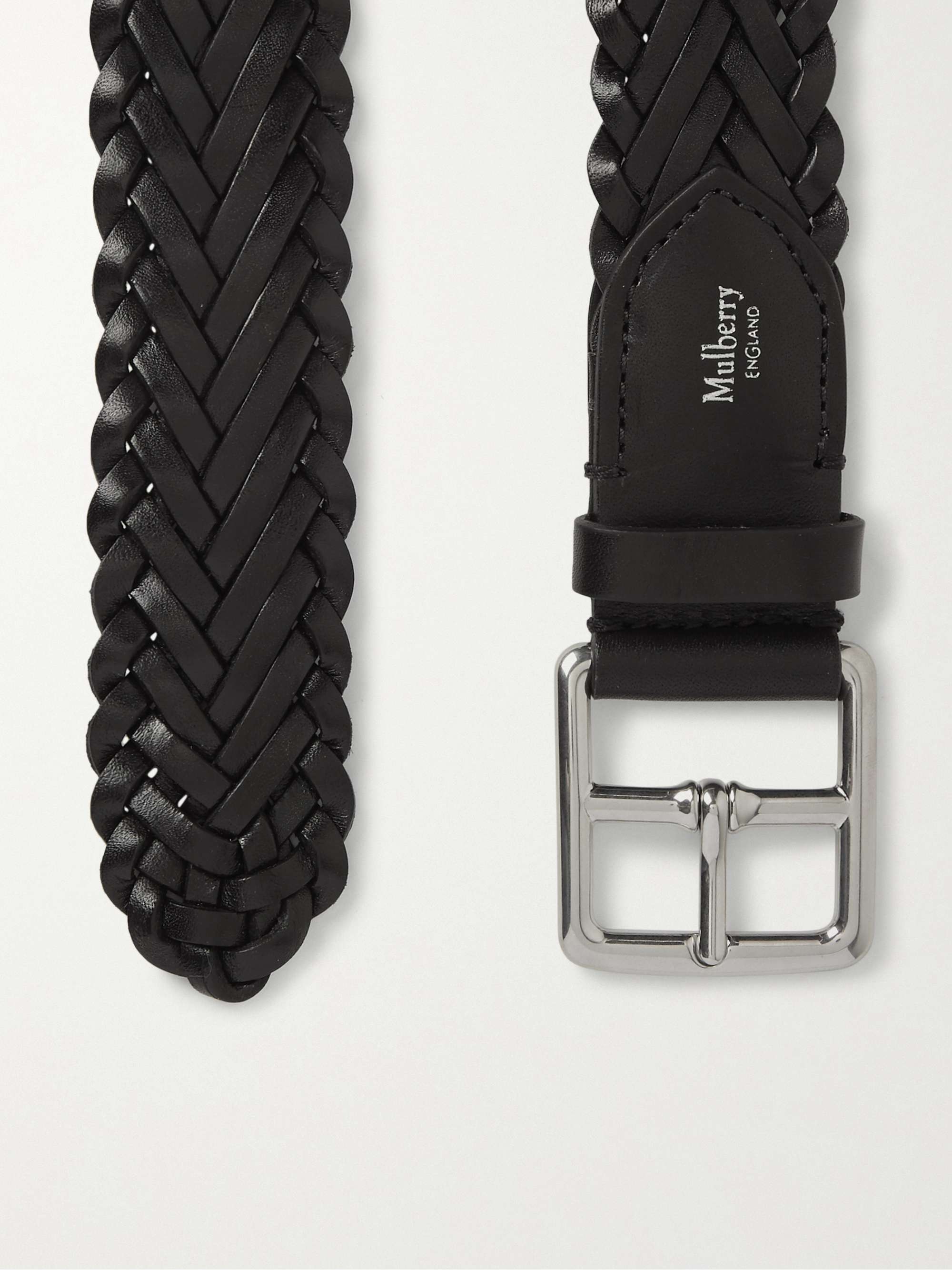MULBERRY 4cm Brown Woven Leather Belt