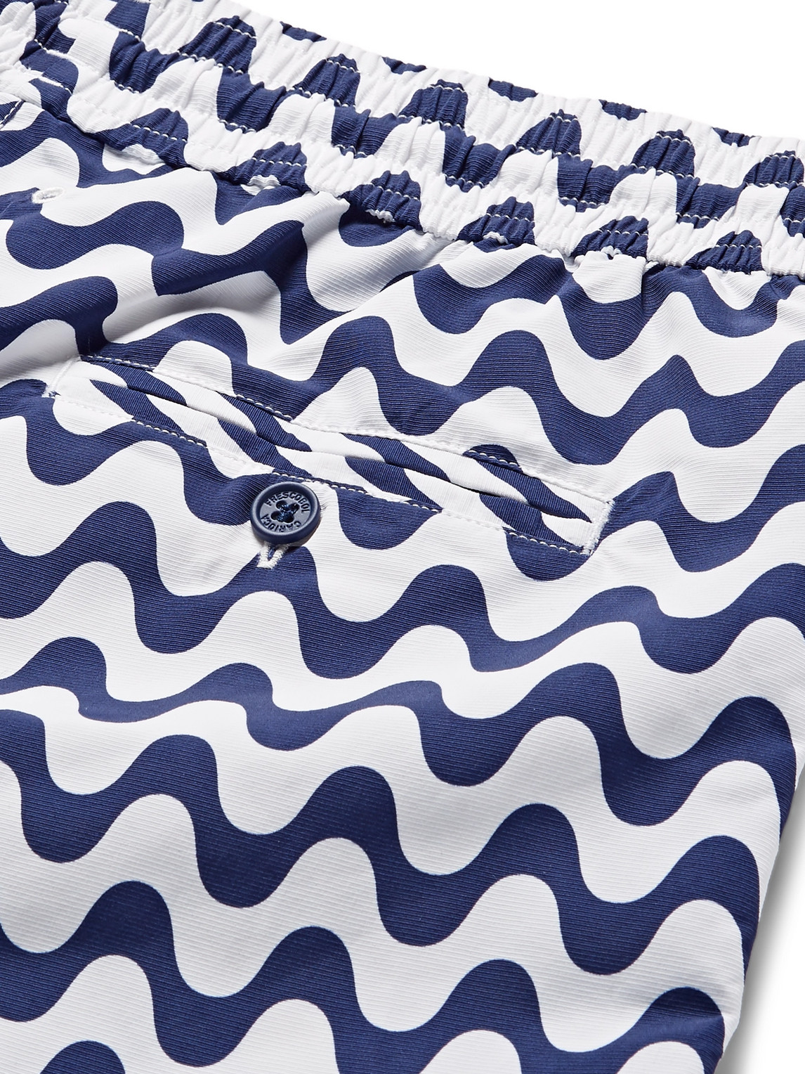 Shop Frescobol Carioca Copacabana Slim-fit Short-length Printed Swim Shorts In Blue