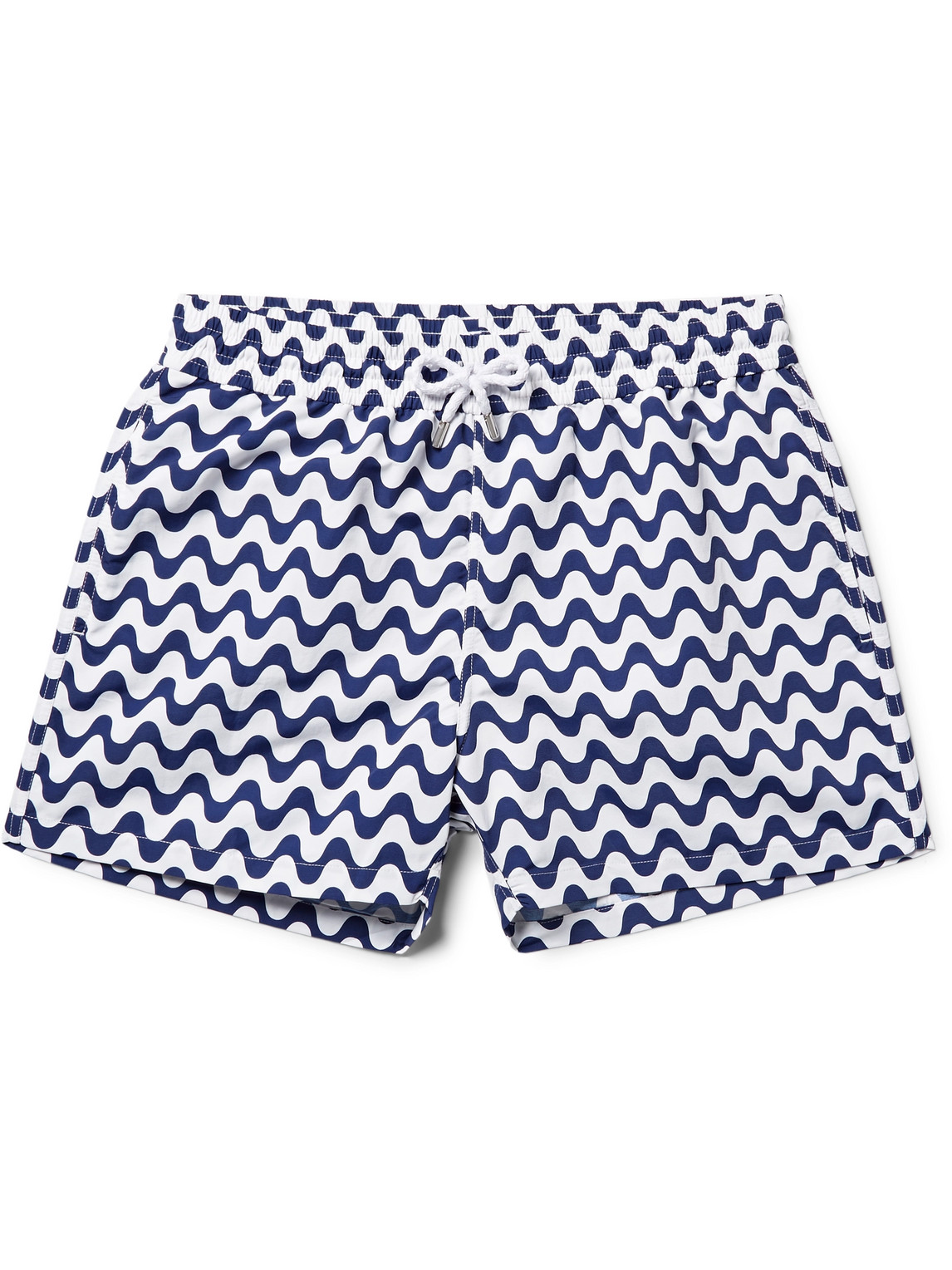 Frescobol Carioca Copacabana Slim-fit Short-length Printed Swim Shorts In Blue