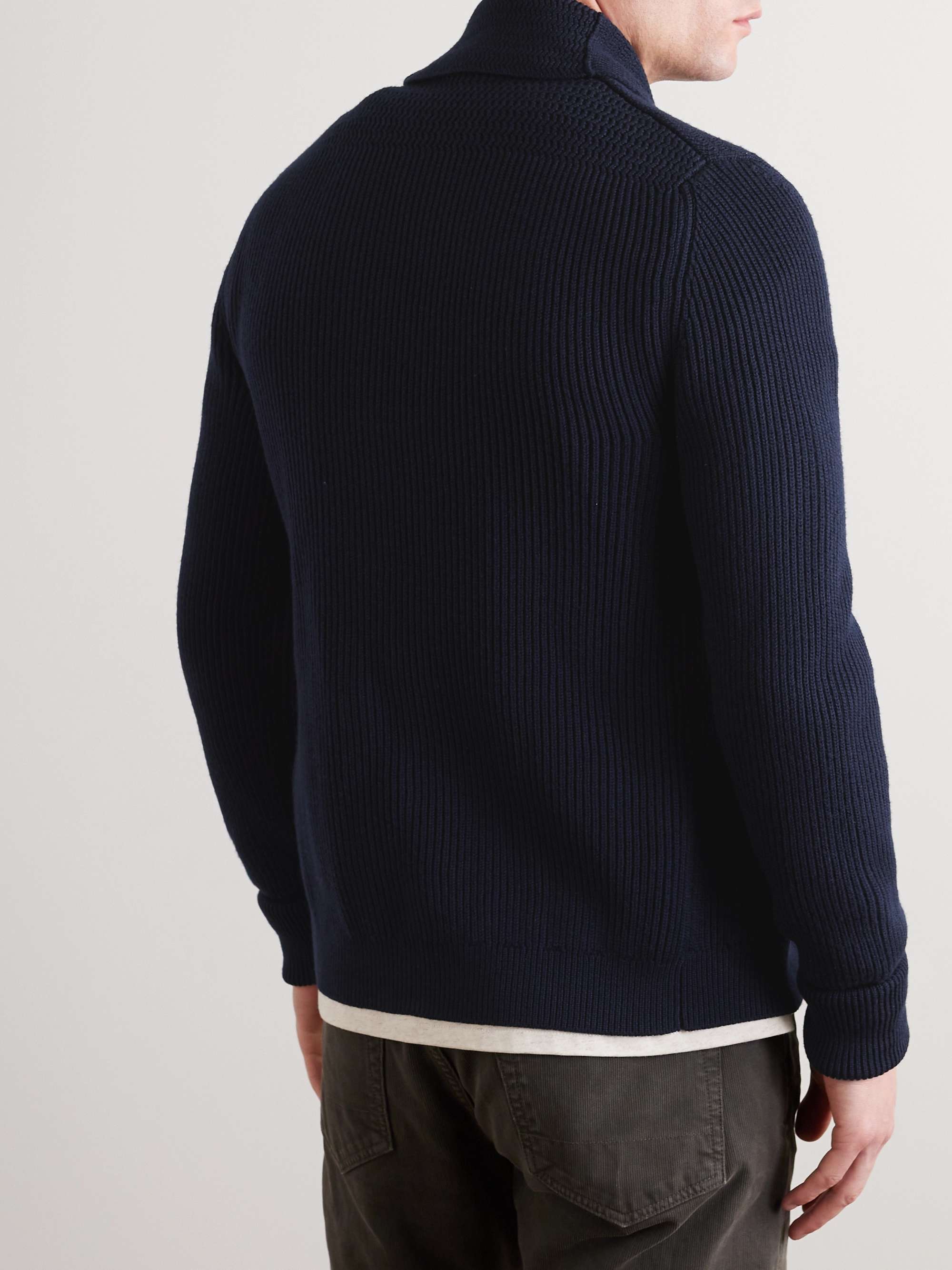 TOM FORD Shawl-Collar Ribbed Wool Cardigan for Men | MR PORTER