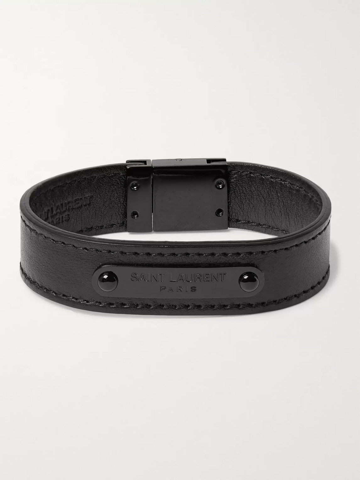 Black Metal Leather Bracelet
