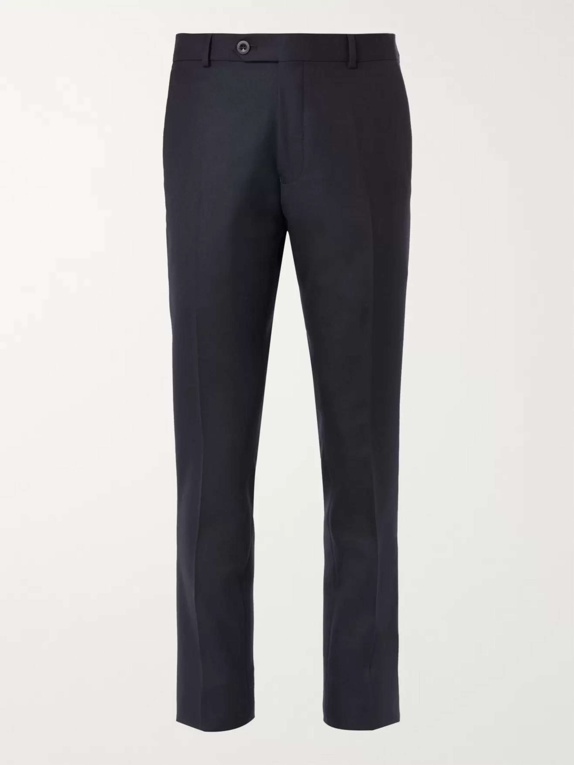 Slim-Fit Navy Worsted Wool Trousers