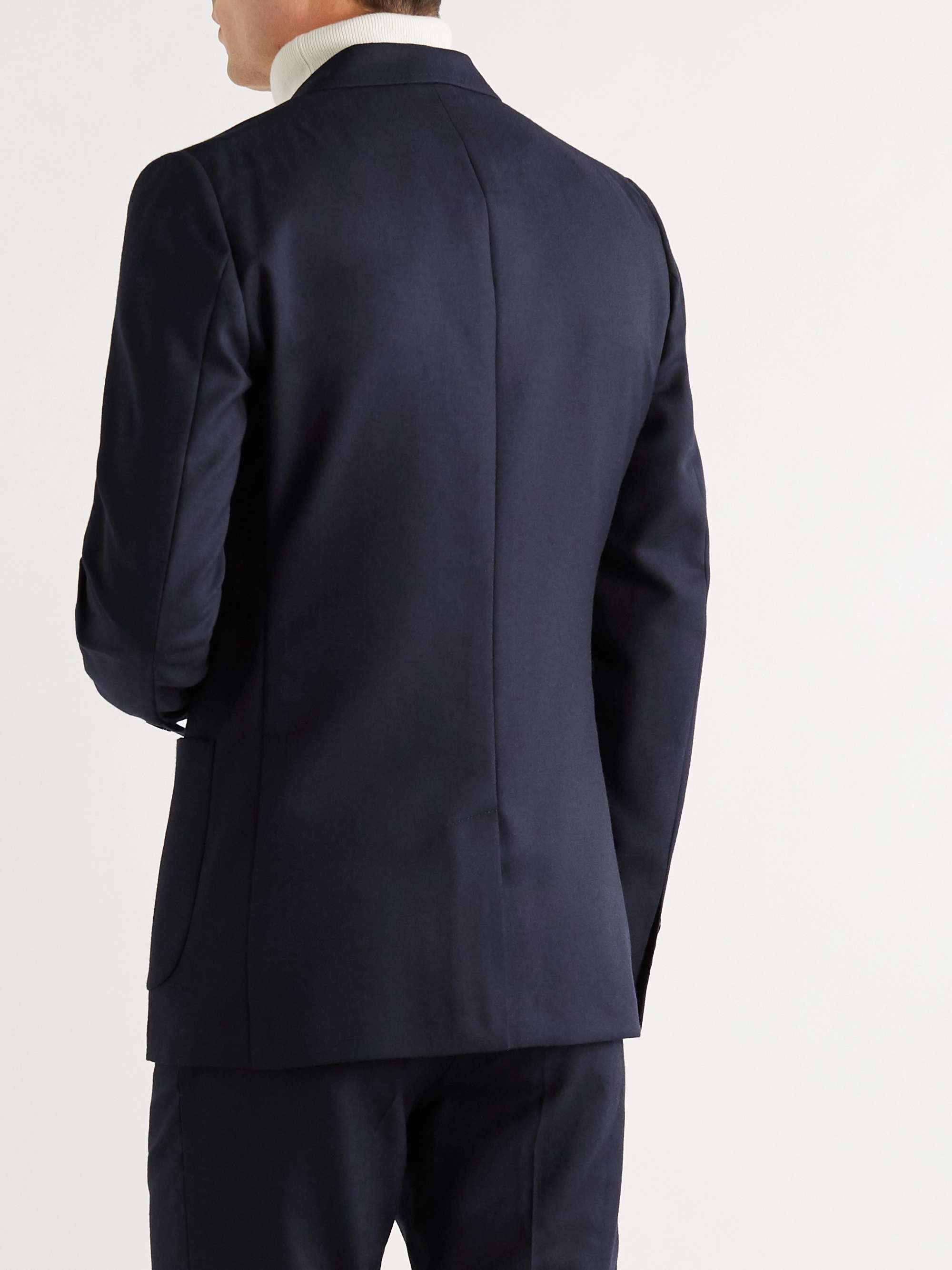 MR P. Black Unstructured Worsted Wool Blazer