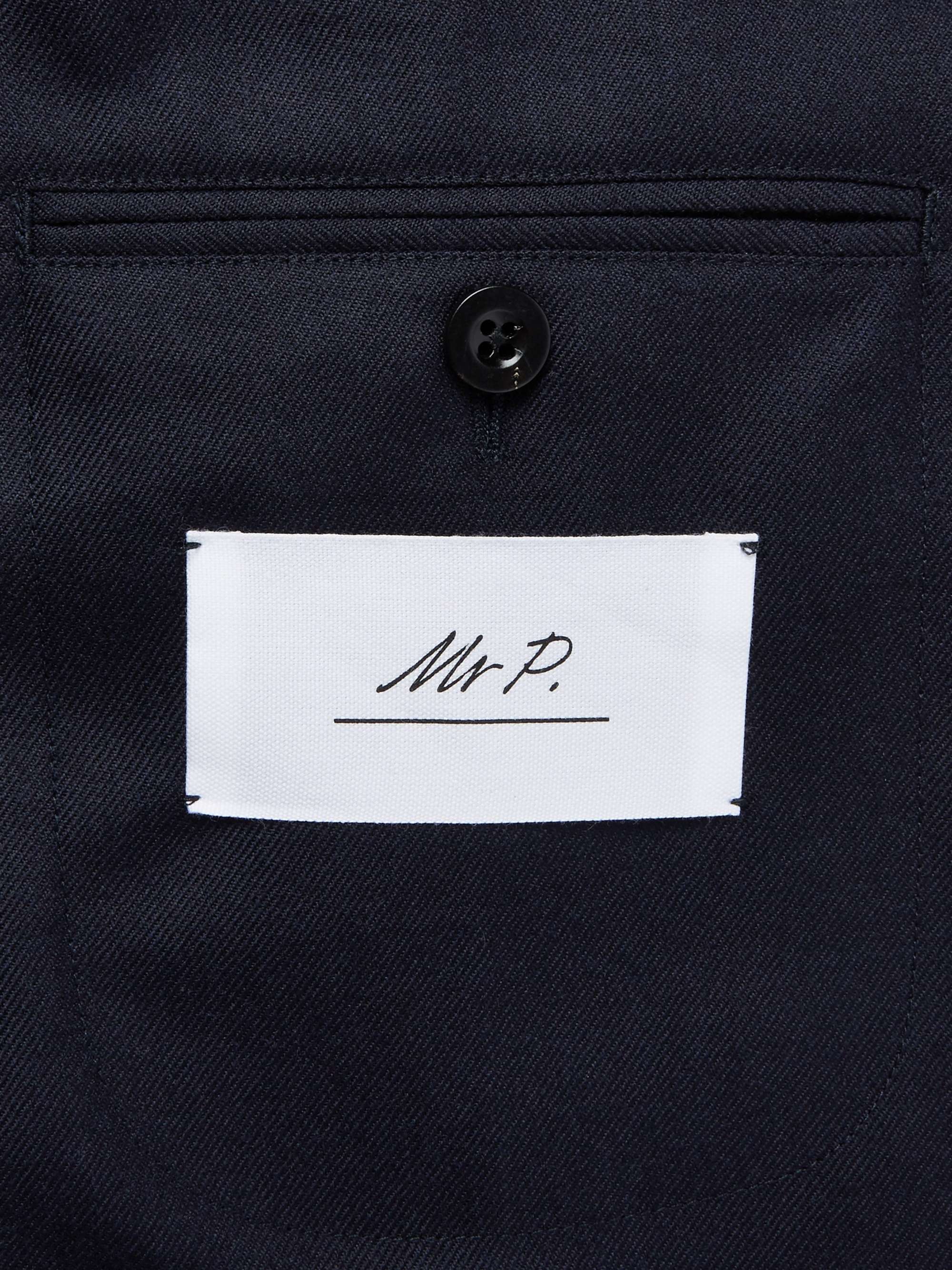 MR P. Black Unstructured Worsted Wool Blazer