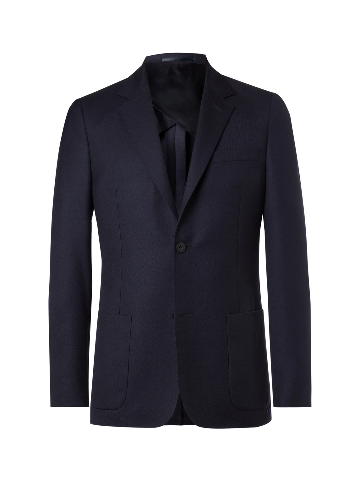 Navy Unstructured Worsted Wool Suit Jacket