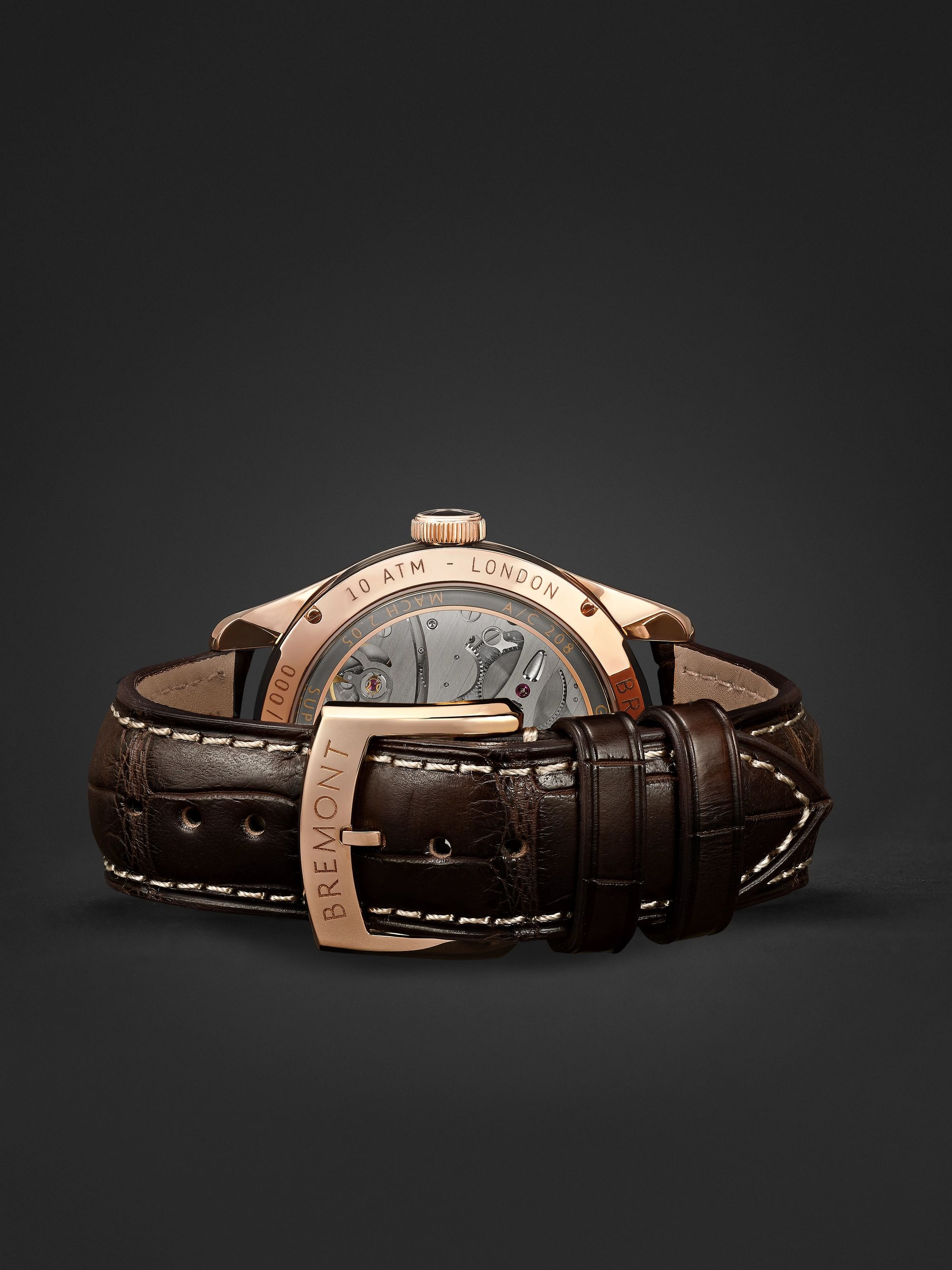 BREMONT Supersonic Limited Edition Hand-Wound 43mm 18-Karat Rose Gold and Alligator Watch, Ref. No. SUPERSONIC/RG