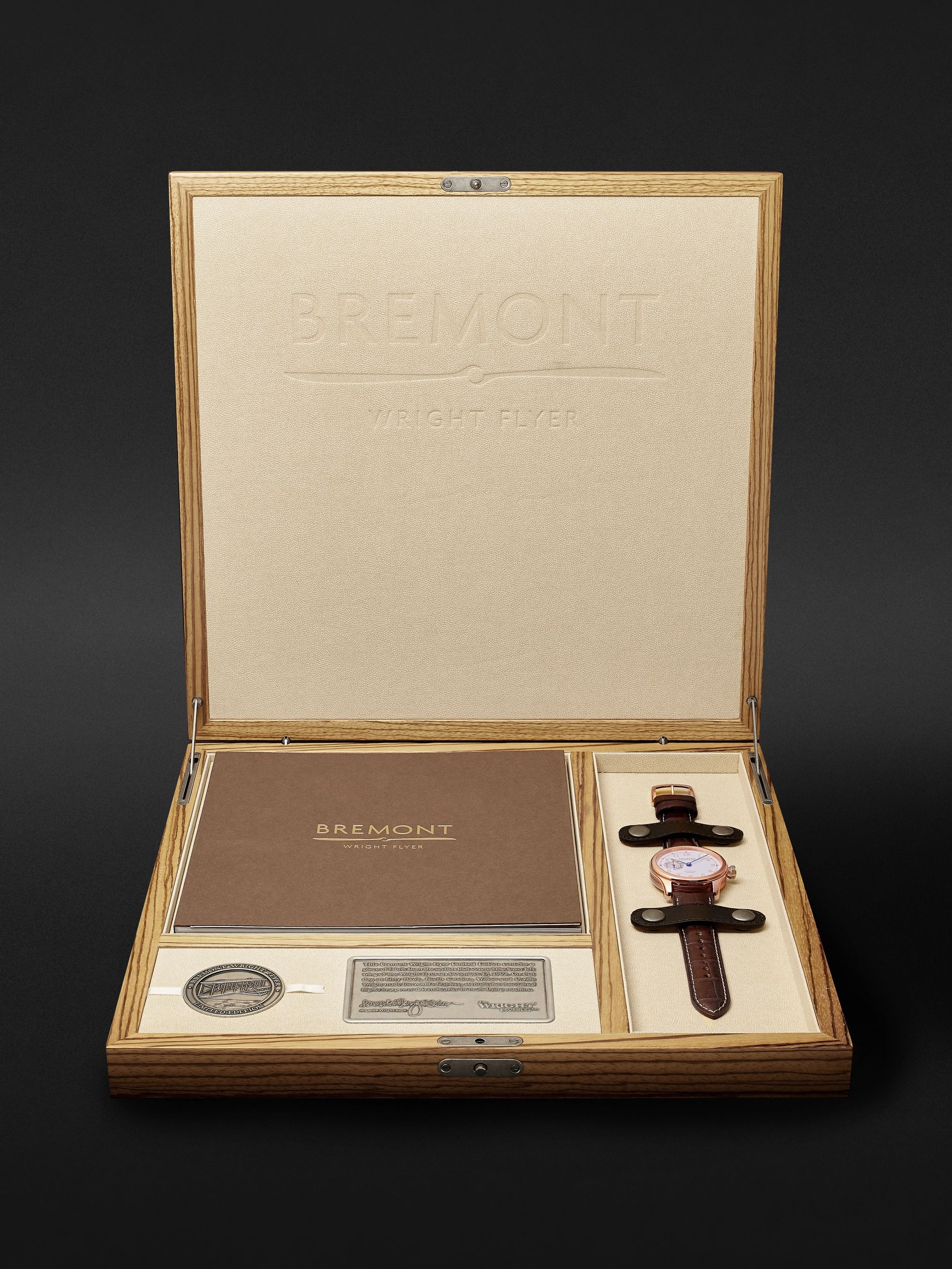 BREMONT Wright Flyer Limited Edition Automatic 43mm 18-Karat Rose Gold and Alligator Watch, Ref. No. WF-RG
