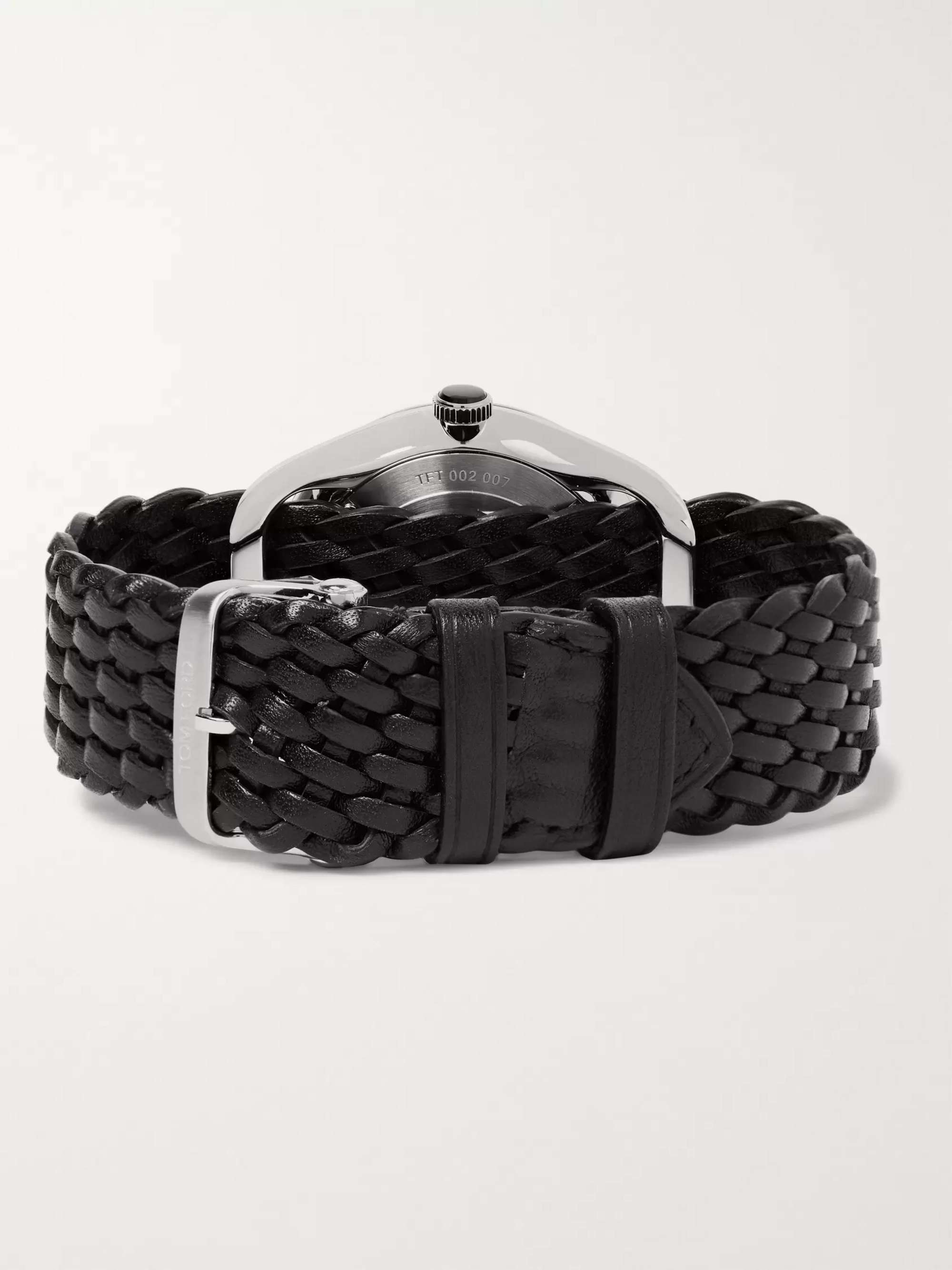 TOM FORD TIMEPIECES 002 38mm Stainless Steel and Braided Leather Watch