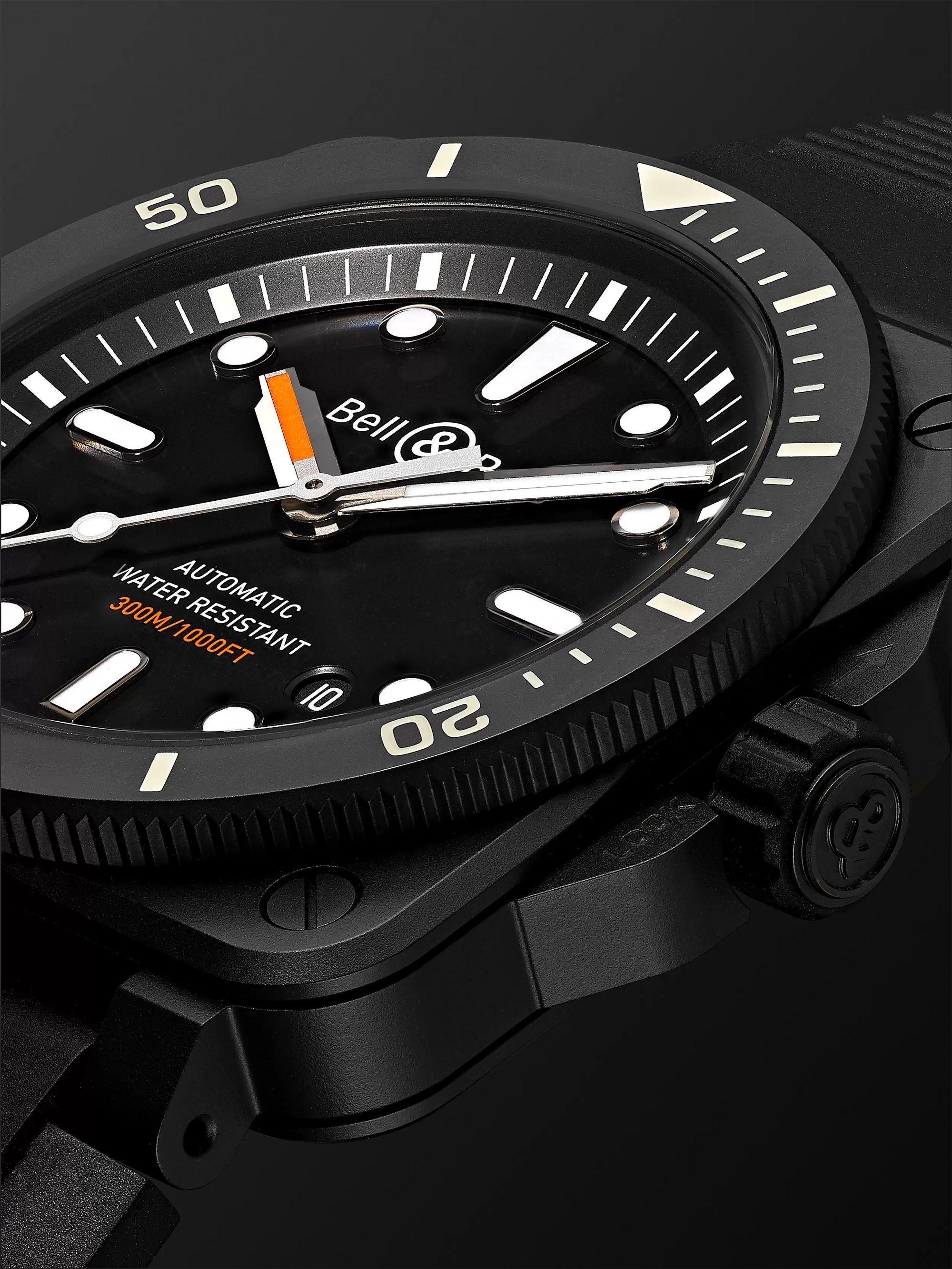 BELL & ROSS BR 03-92 Diver Black Matte Automatic 42mm Ceramic and Rubber Watch, Ref. No. BR0392-D-BL-CE/SRB