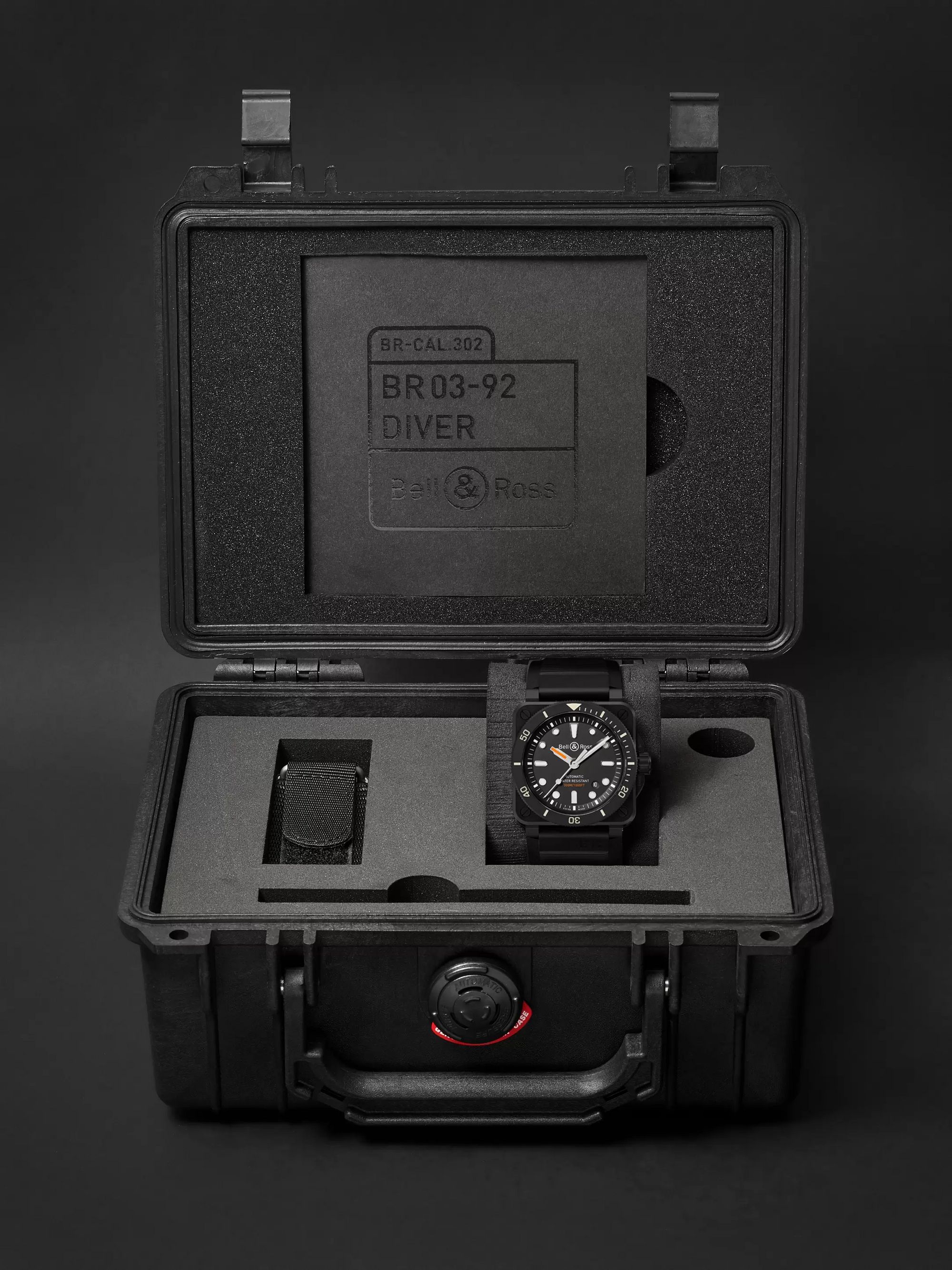 BELL & ROSS BR 03-92 Diver Black Matte Automatic 42mm Ceramic and Rubber Watch, Ref. No. BR0392-D-BL-CE/SRB