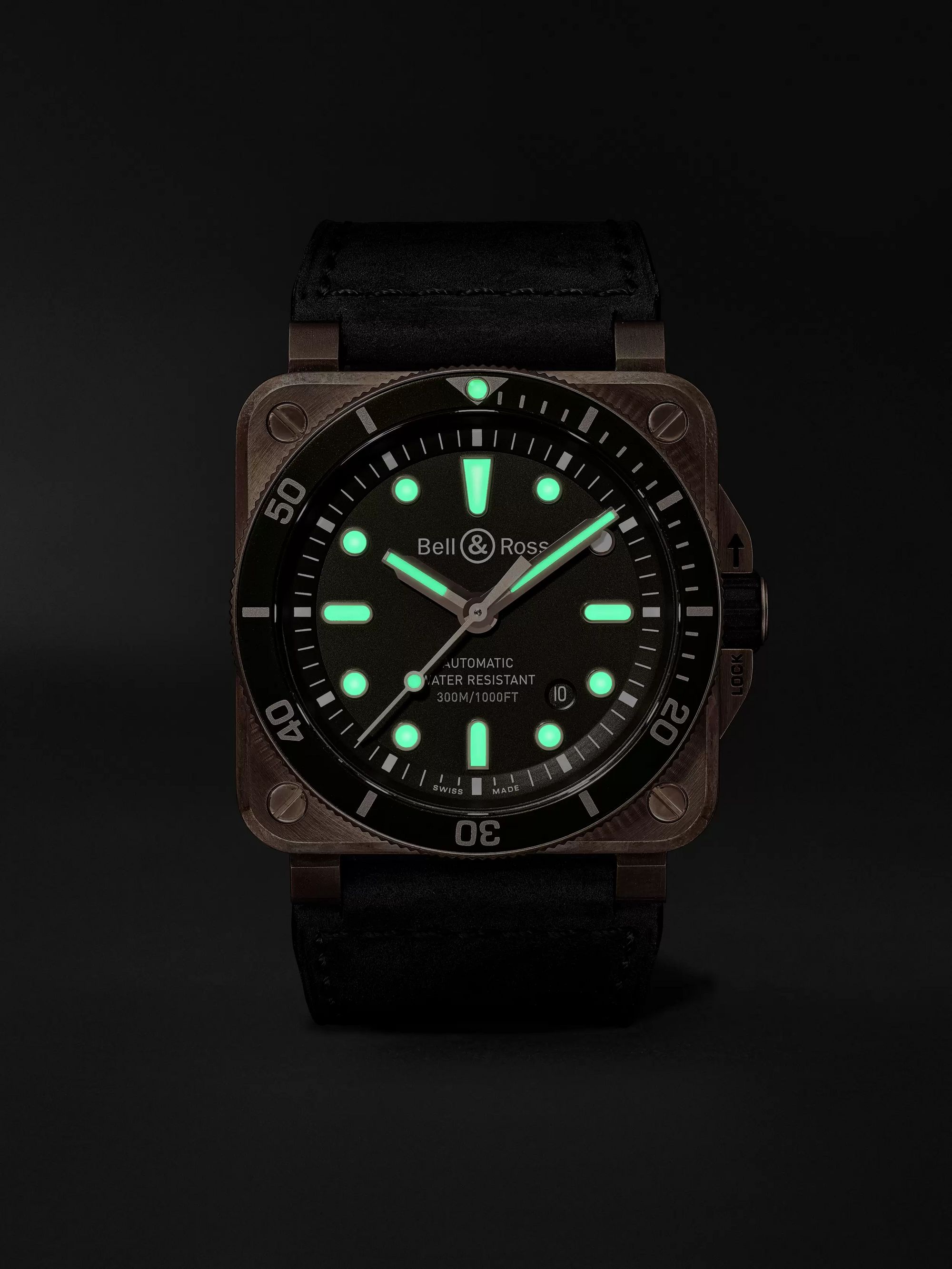 BELL & ROSS BR 03-92 Diver Limited Edition Automatic 42mm Bronze, Stainless Steel and Leather Watch