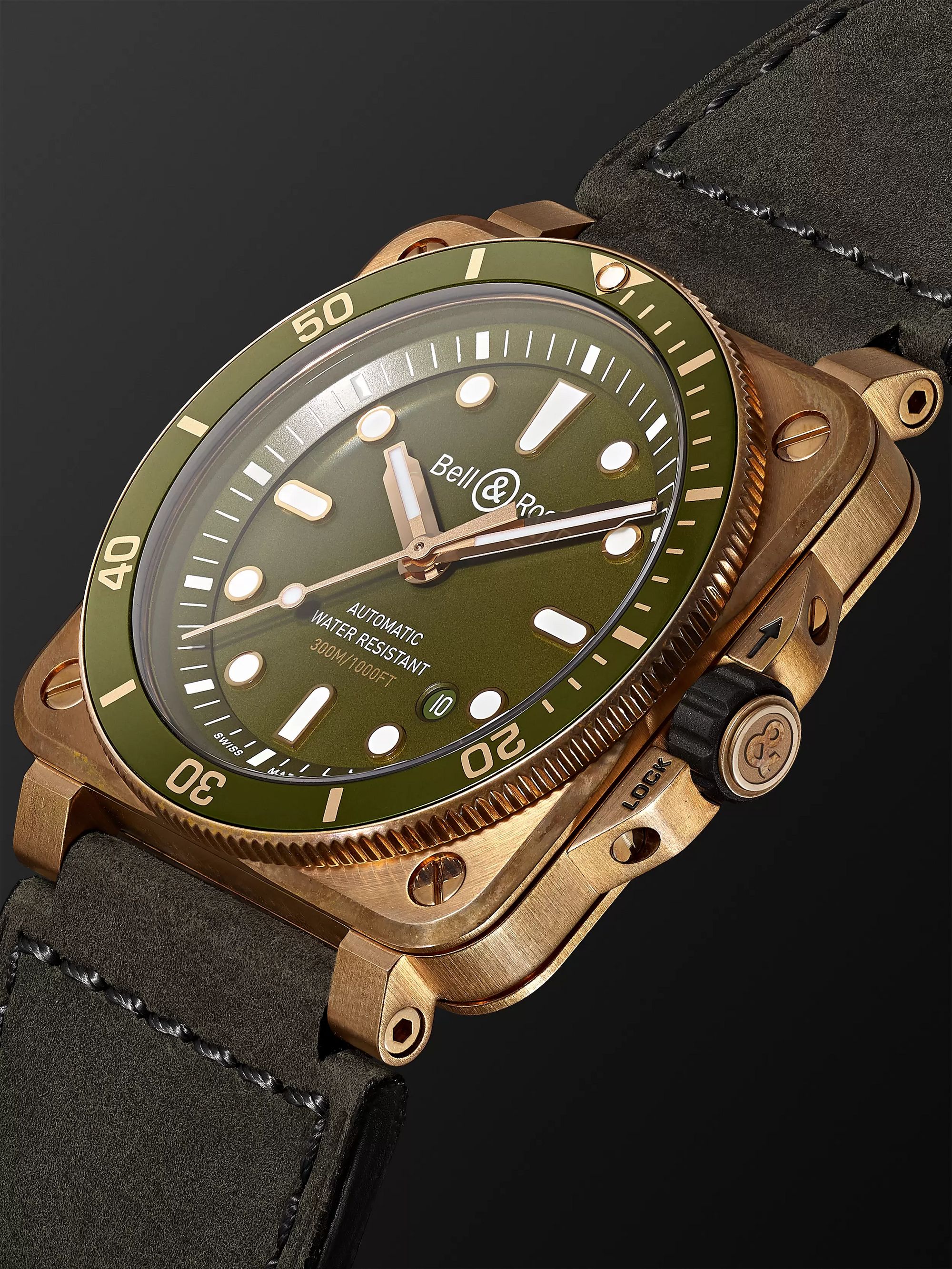 BELL & ROSS BR 03-92 Diver Limited Edition Automatic 42mm Bronze, Stainless Steel and Leather Watch